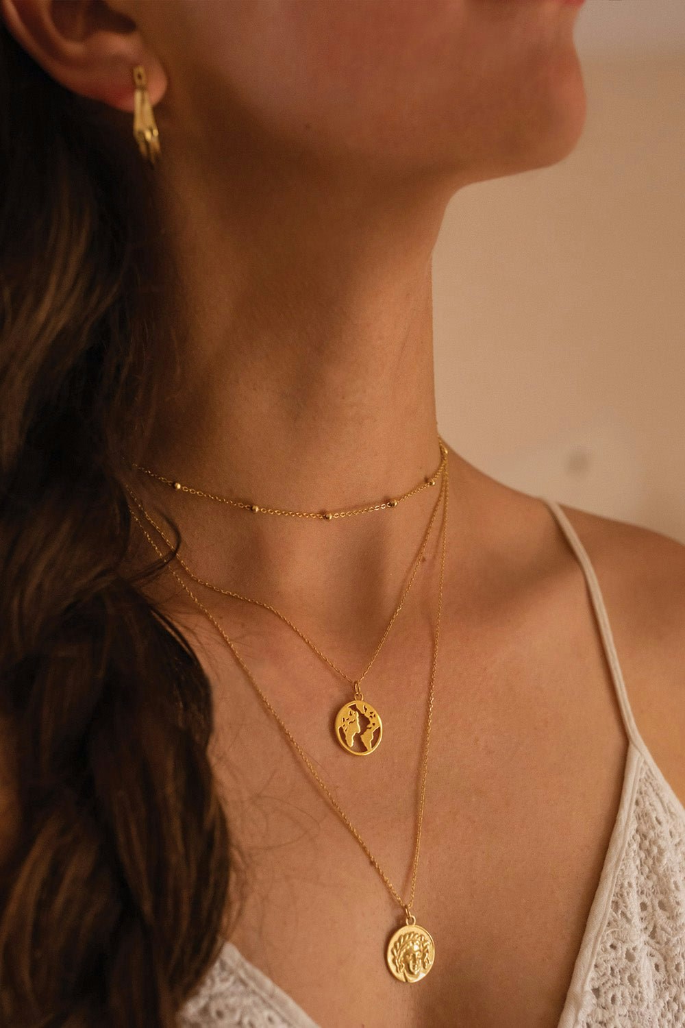 Elk & Bloom Gold Chunky 14K Coin Medallion Necklace - 56Cm Full Necklace - No Thank You