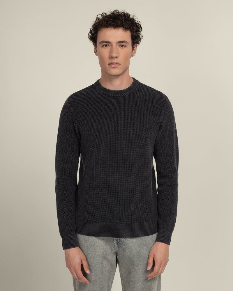 Larsson & Co Black Berkelse - Vintage Wash Crew Neck Jumper - Xl