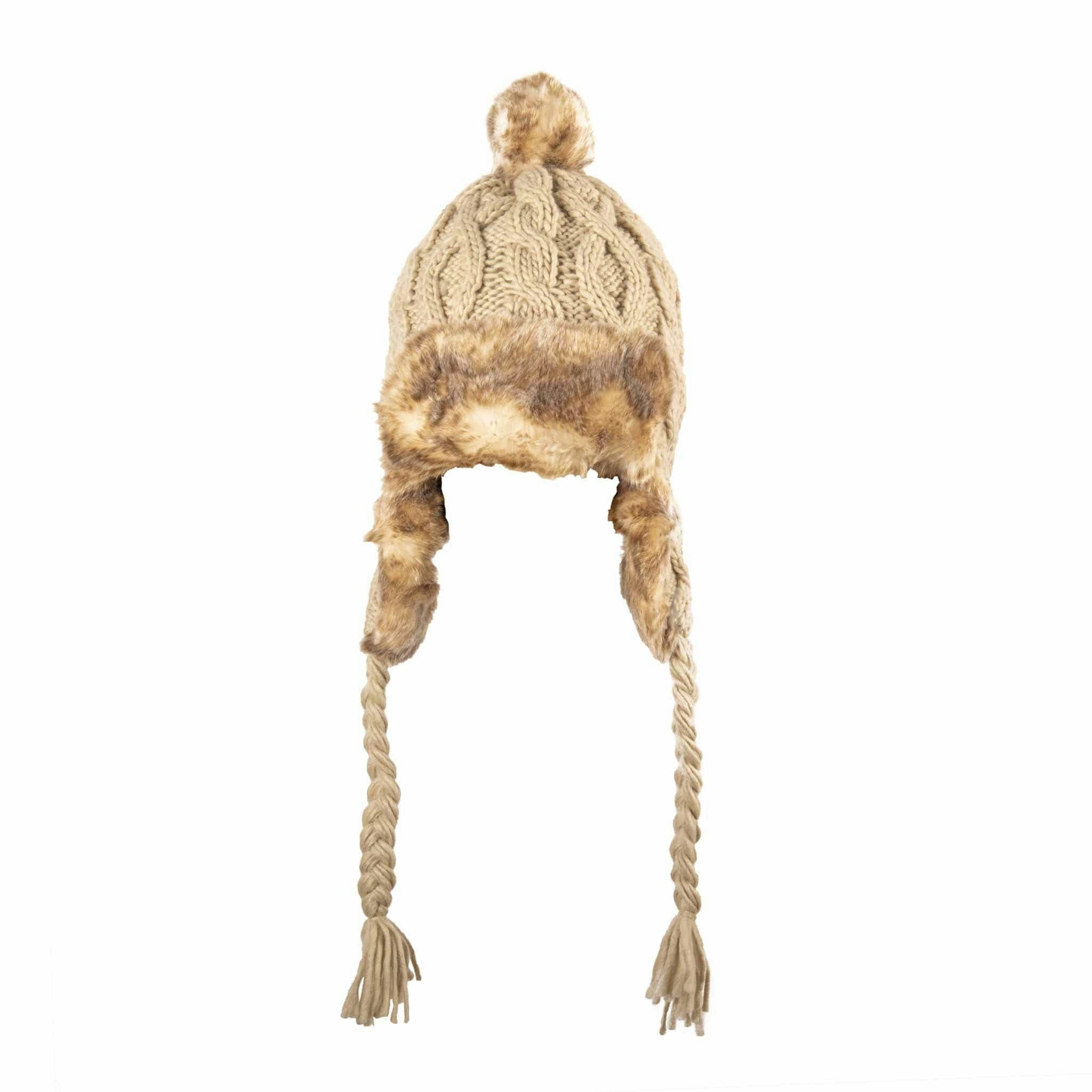 Aran Traditions Aran Cable Trapper Hat - Oatmeal