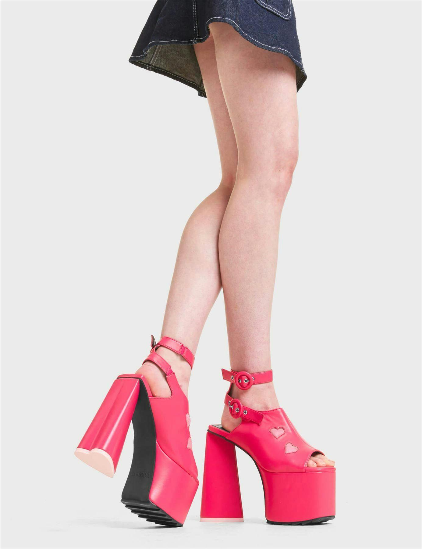 Lamoda Girls Fuchsia/Pink Perfect Pu Platform Sandals Bold Statement Fashion - Uk3