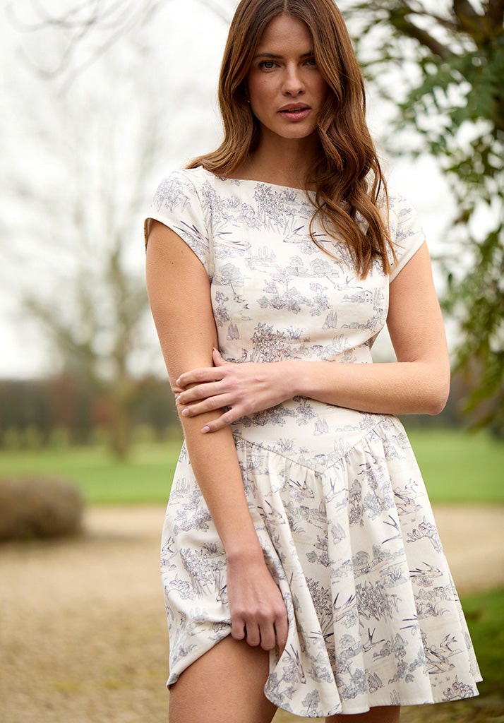 Lily And Lionel Cream Heidy Corset Inspired Josephine Print Mini Dress In - 14