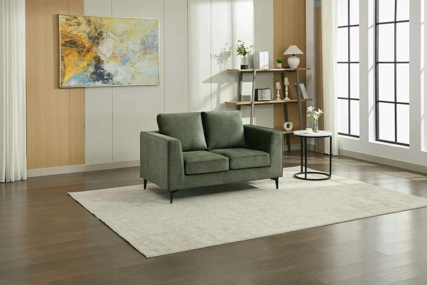 Rackhams Black Aston 2 Seater Sofa - Moss