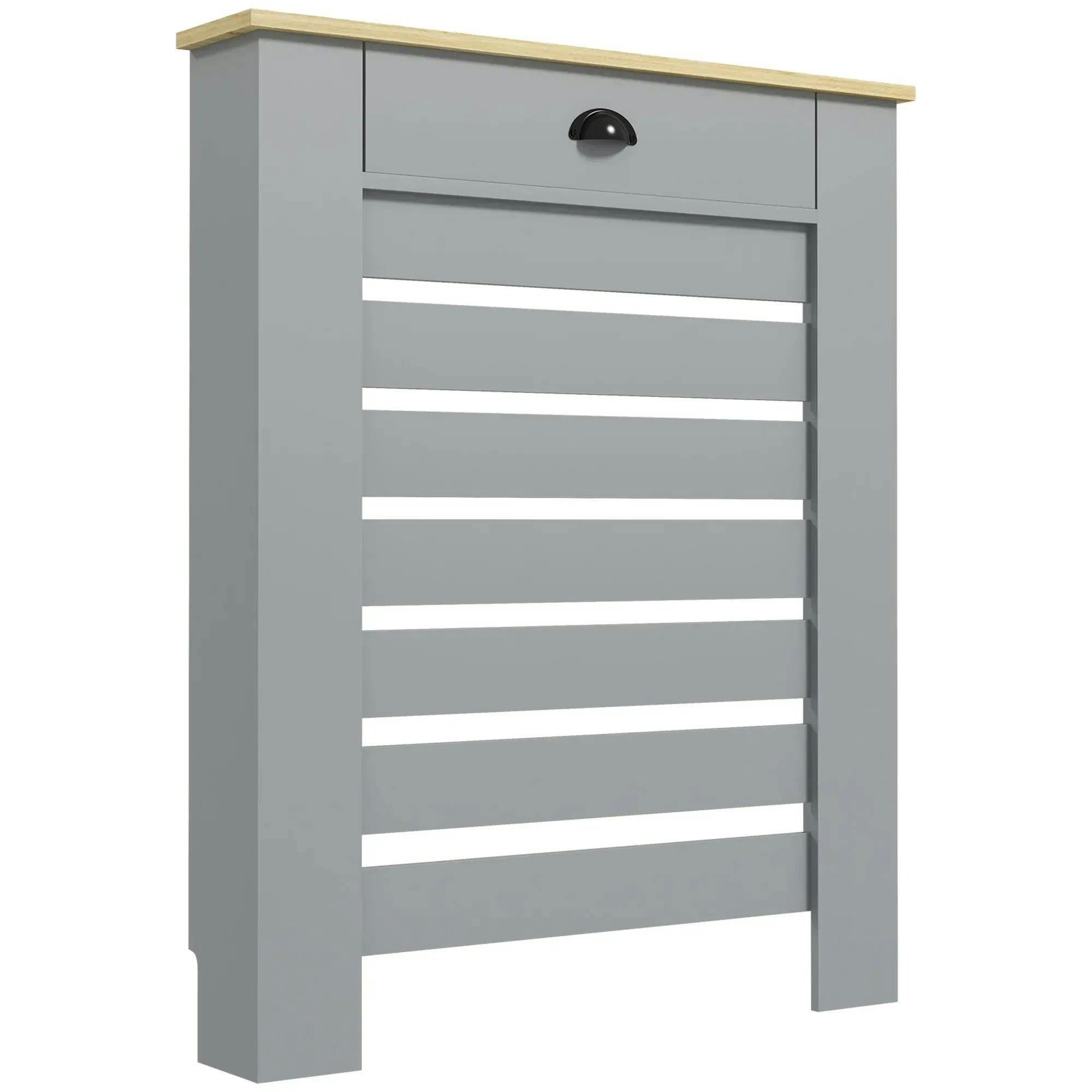 Homcom Grey Radiator Cover With Drawer, Horizontal Slat, 78Cm, - 78W X 19D X 95.5Hcm - Image 5