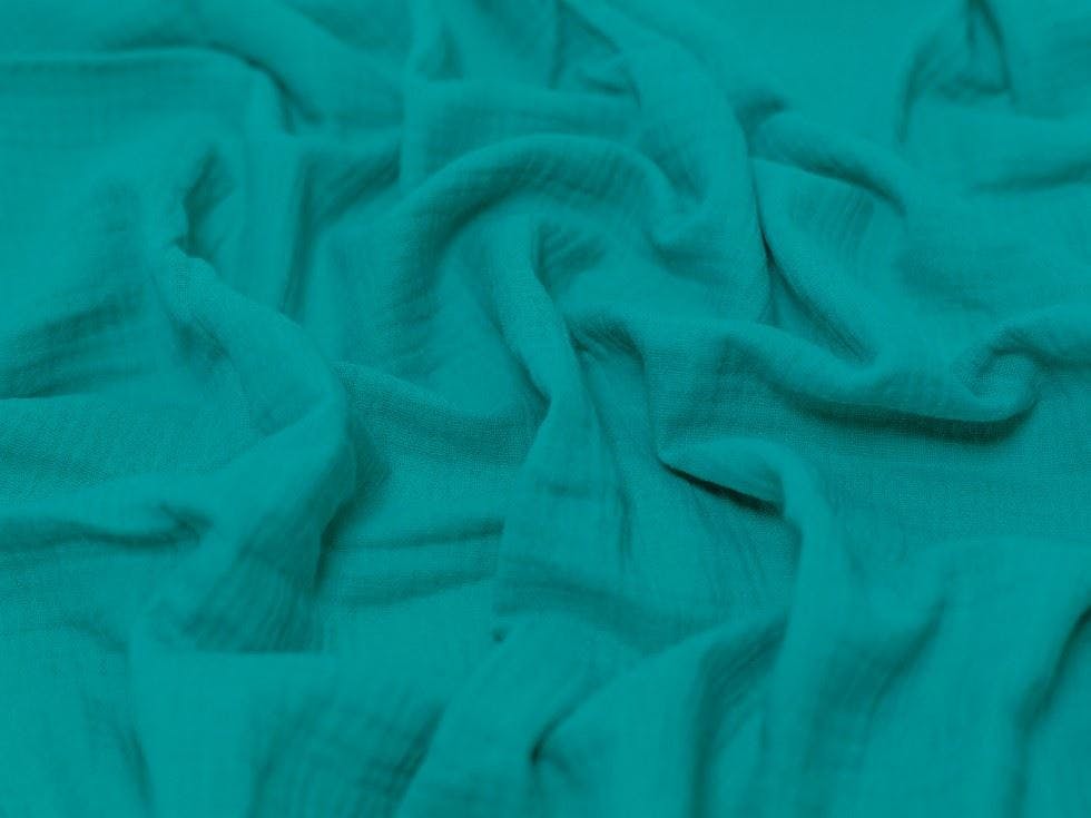 Minerva Core Range Turquoise Minerva Cotton Double Gauze Fabric - Plain Design Dressmaking Fabric, 130 Cm / 52" Wide - Per Metre
