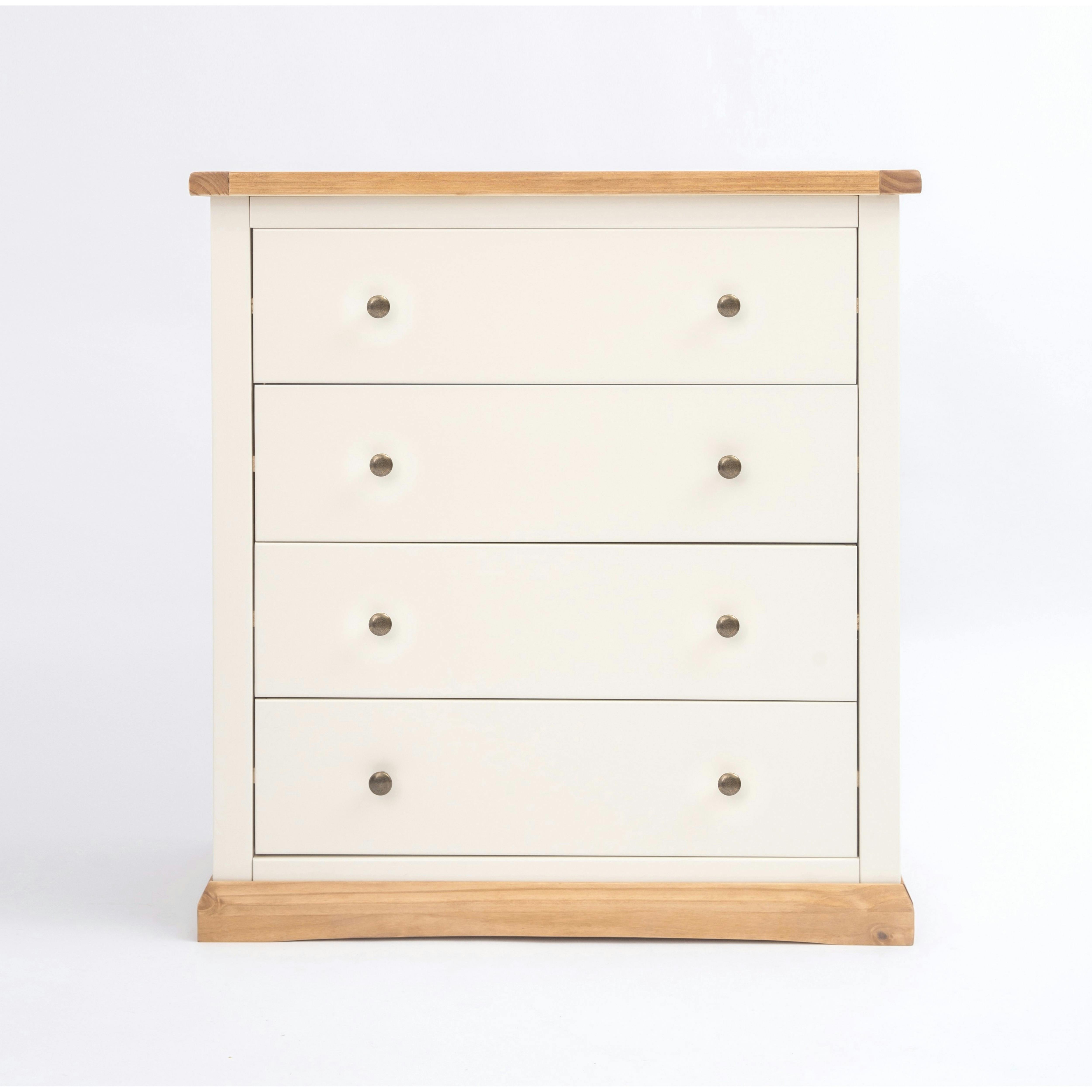 Rackhams White Trevi 4 Drawer Chest Of Drawers Brass Knob - Off