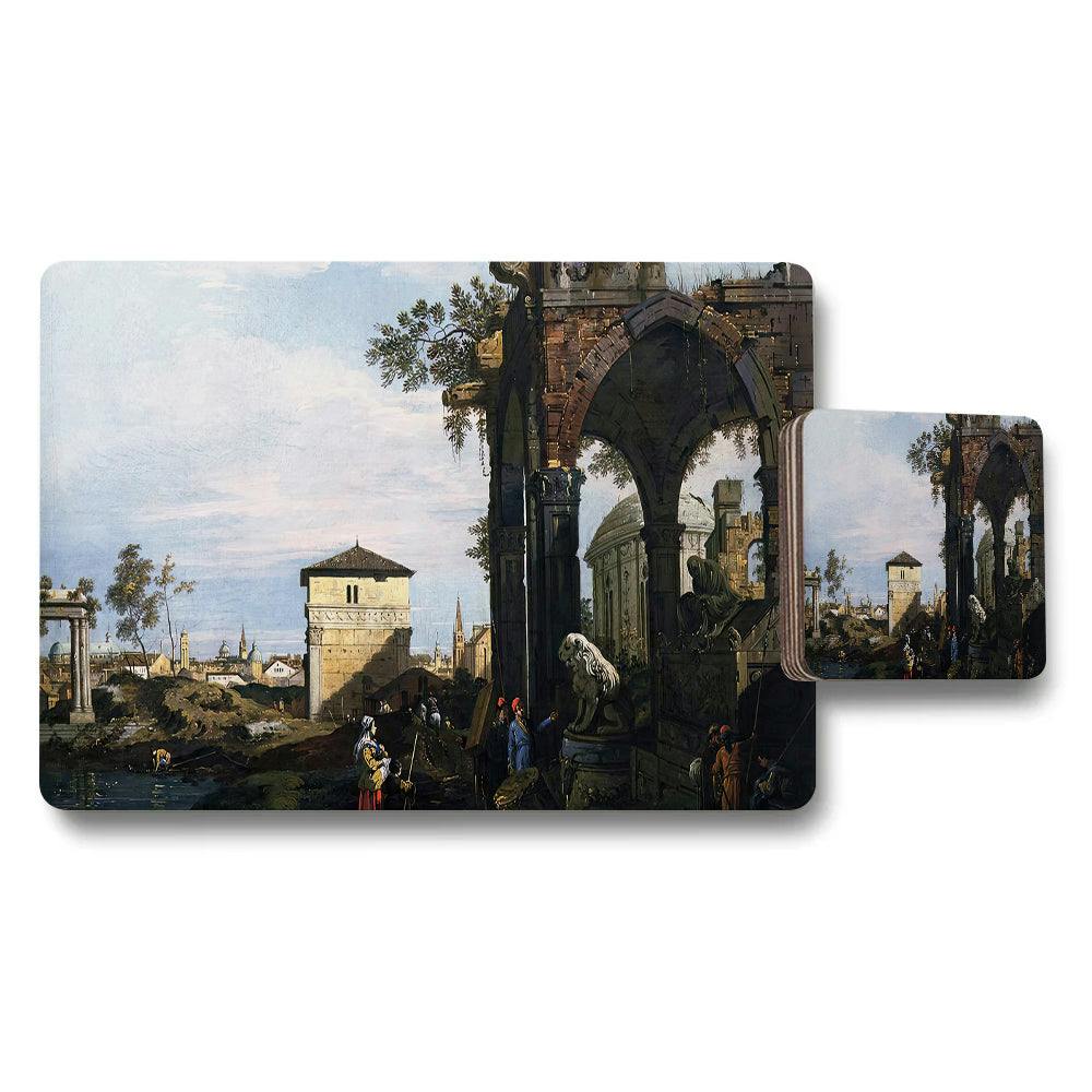 Benjamin Tate Design Historic Ruins Landscape Placemats And Coaster Set