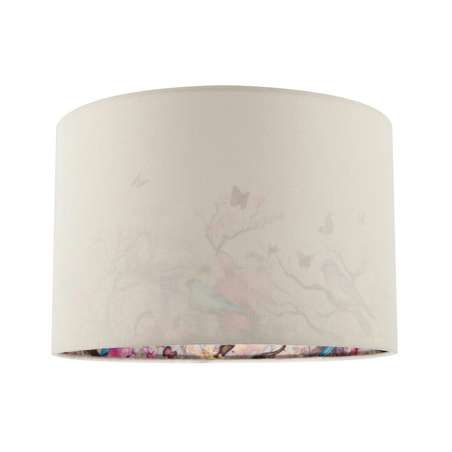 Happy Homewares Cream Linen Fabric Lamp Shade With Inner Cotton Colourful Floral Print