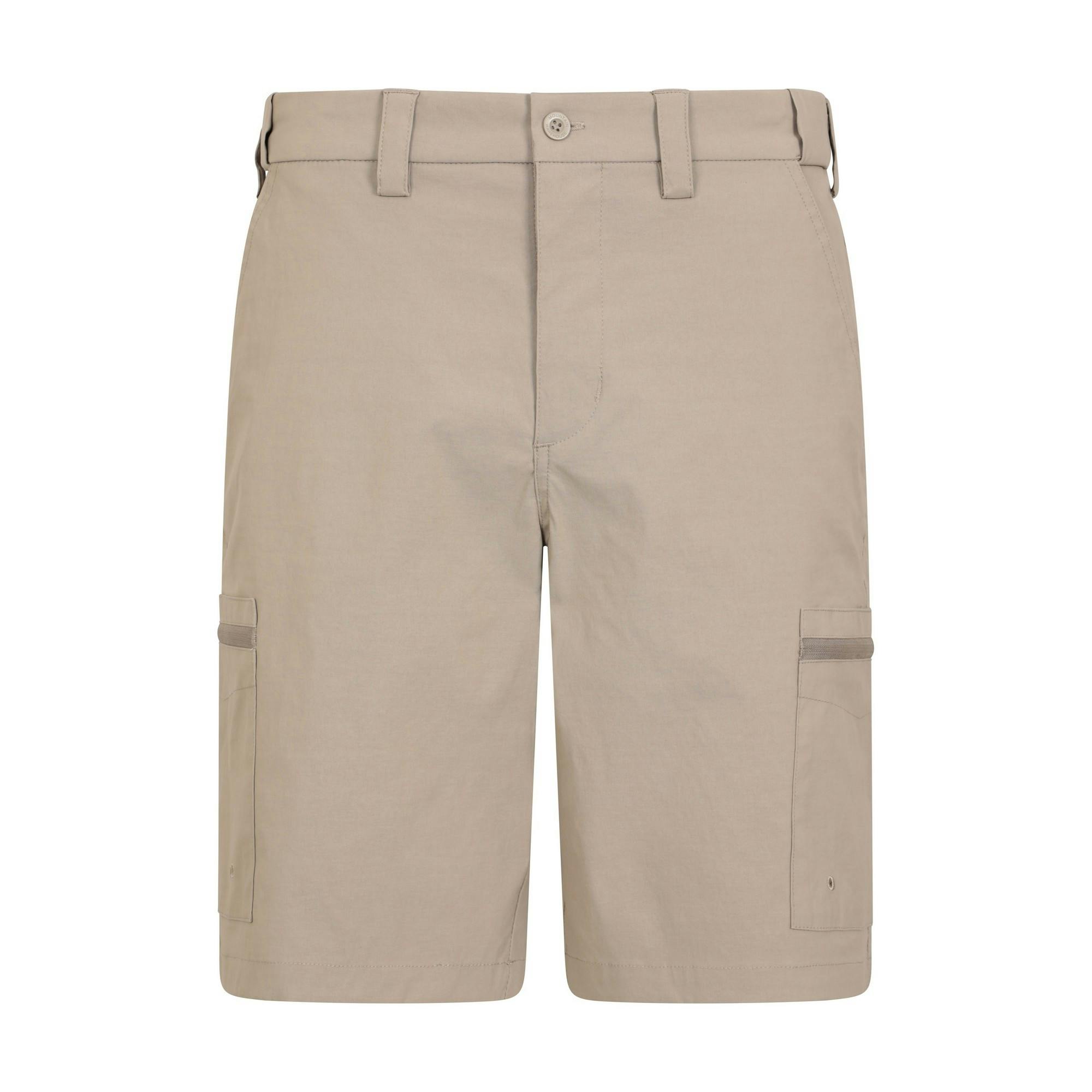 Mountain Warehouse Men's Dark/Beige Trek Cargo Shorts - 28R - 96% Nylon/4% Elastane