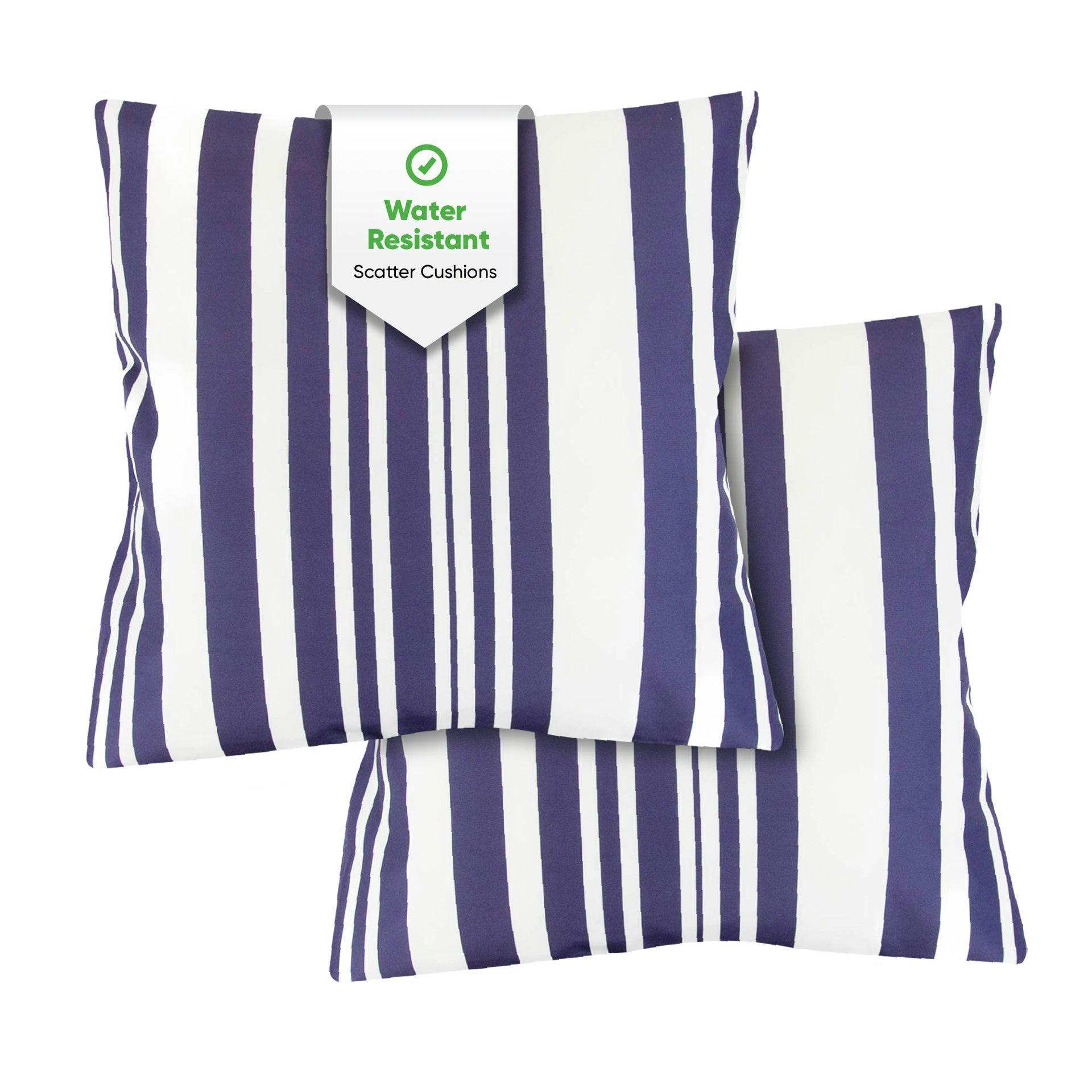 Gardenwize Blue Pair Of Outdoor Scatter Cushions – Stripe Design