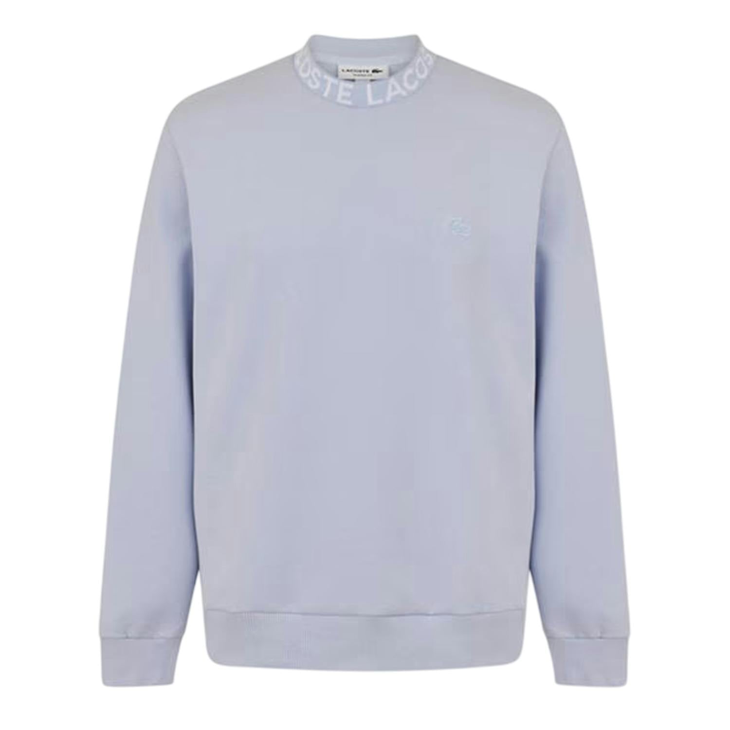 Lacoste Men's Light/Blue Lettering Crew Neck Sweatshirt - Xs - 100% Mixed