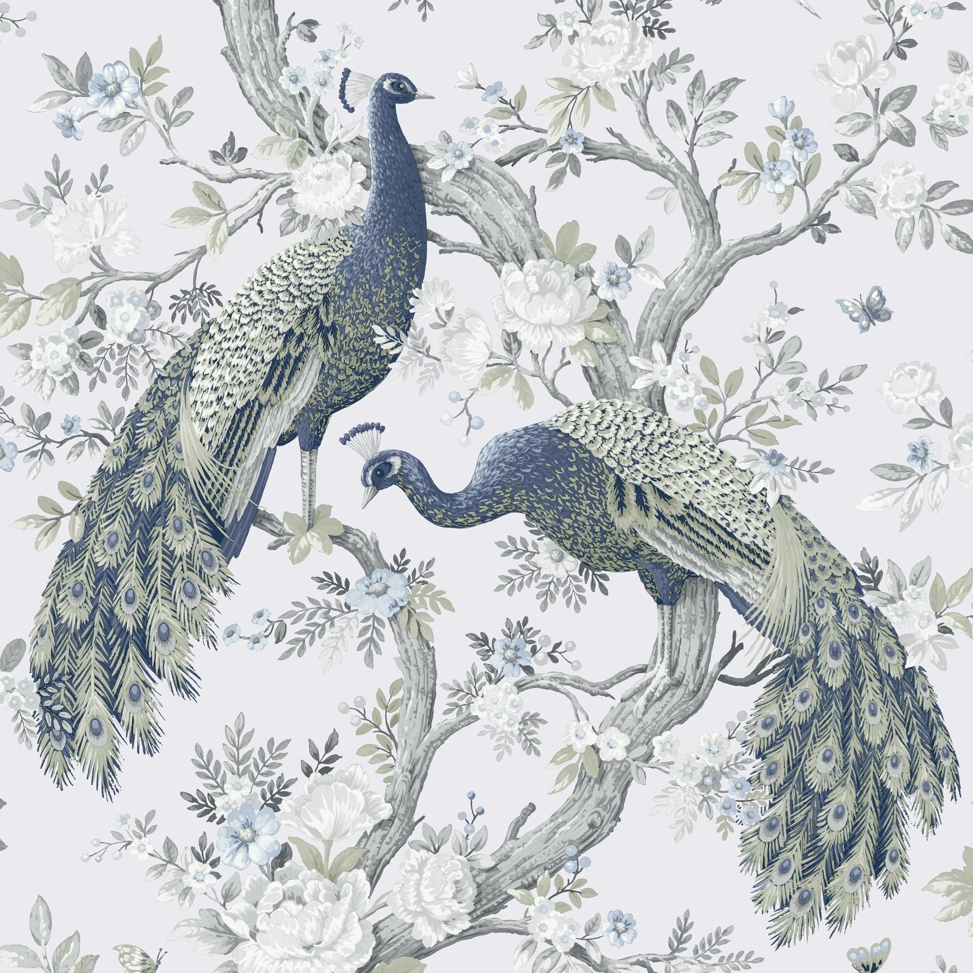 Rackhams Blue Belvedere Wallpaper - Midnight - 10M