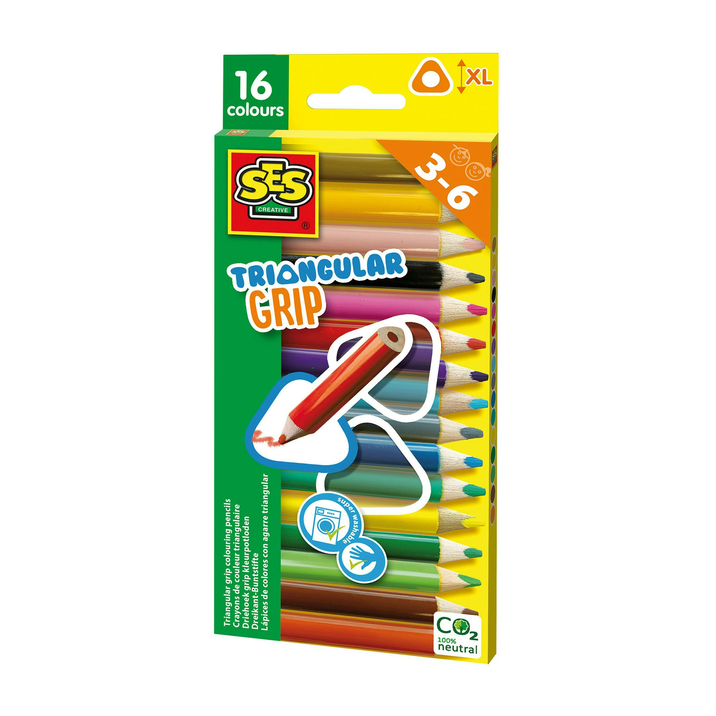 Ses Creative Triangular Grip Colouring Pencils 16 Pieces