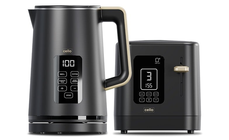 Cello Breakfast Bundle - Digital Kettle And 2 Slice Toaster