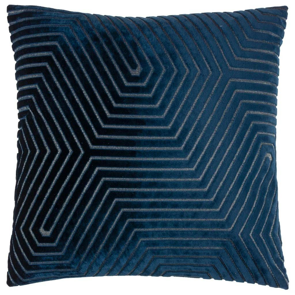Paoletti Evoke Cut Cushion Cover - Navy - 55Cm X 55Cm - Navy - 100% Polyester