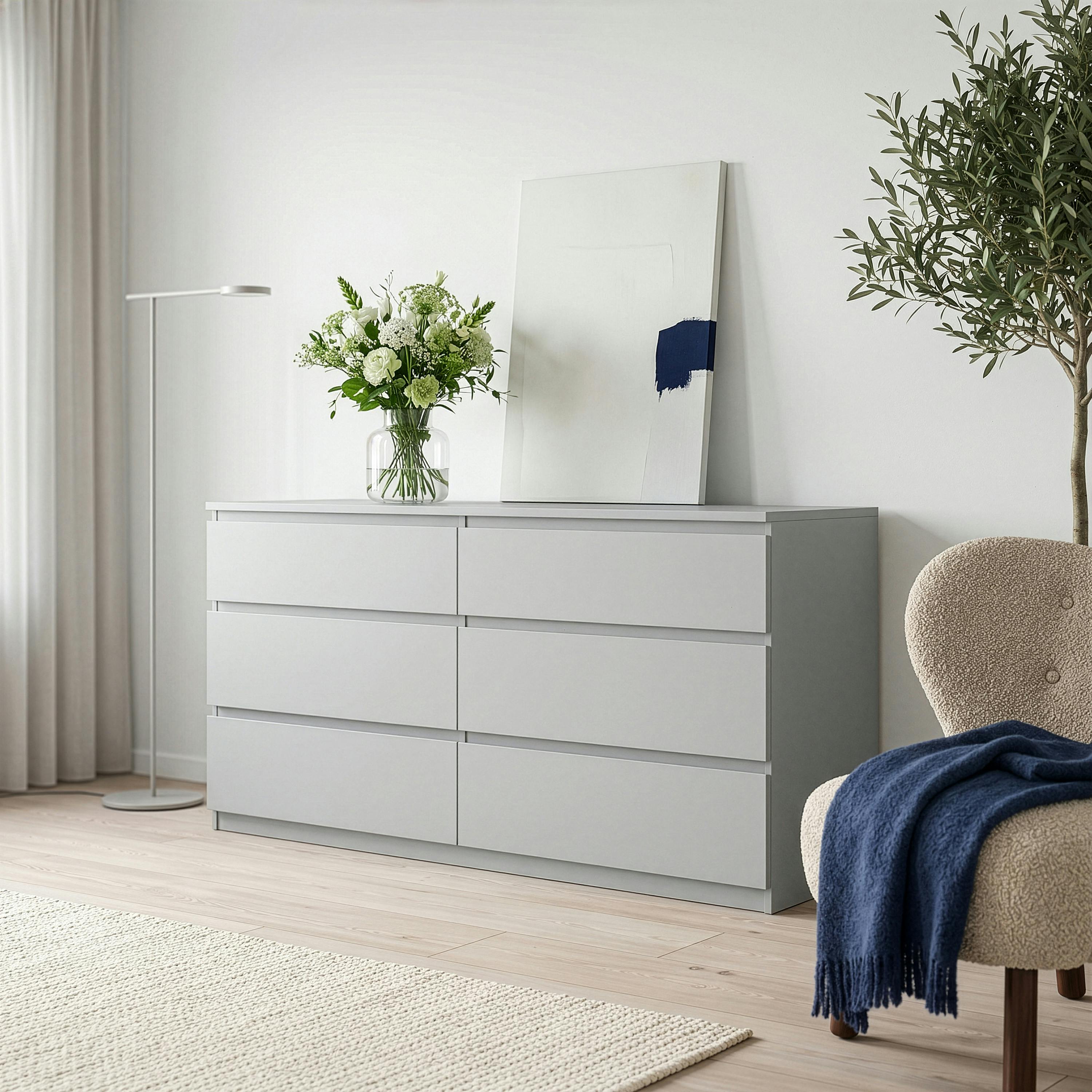 Furniture To Go Light/Grey Edmore 6 Drawer Wide Chest In - Standard - Manufactured Wood