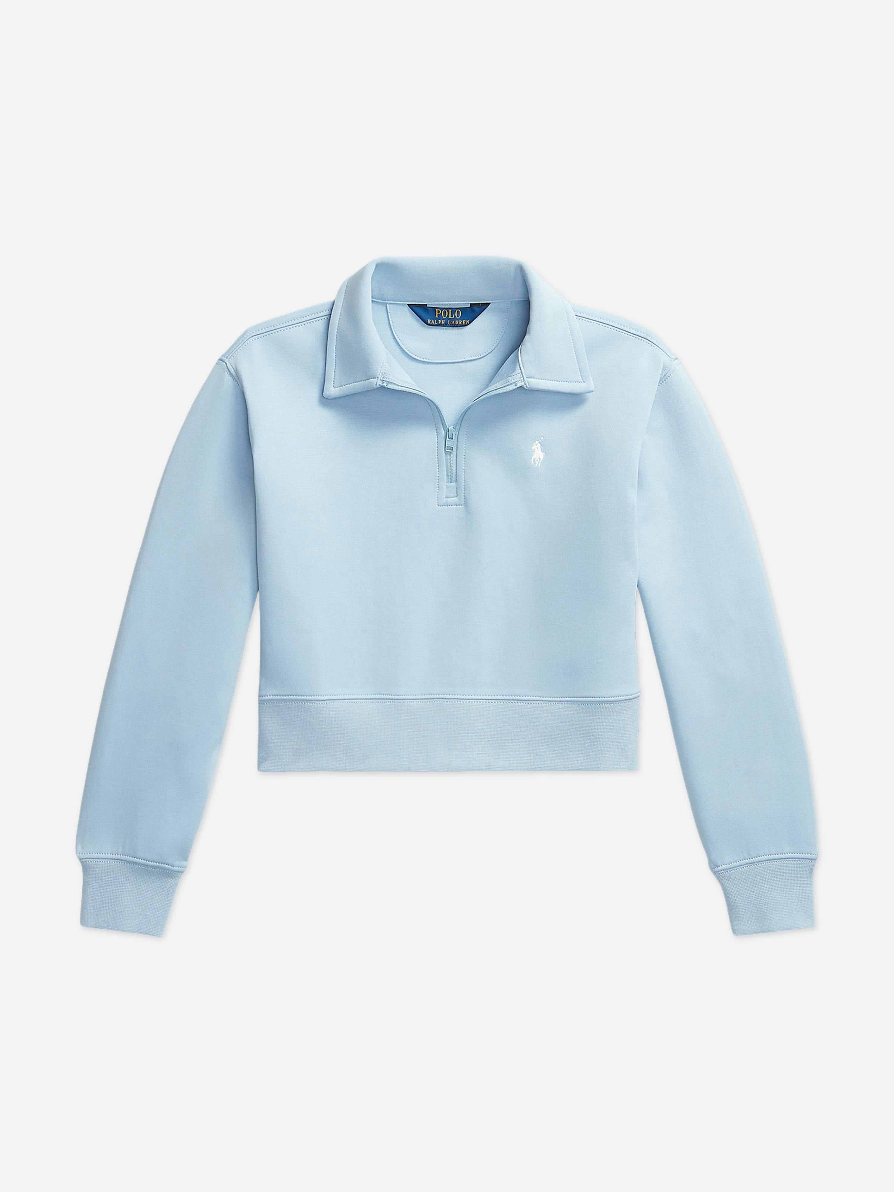 Ralph Lauren Kids Girls Blue Ralph Lauren Technical Knit Half Zip Sweatshirt In - 12 - 14 Yrs