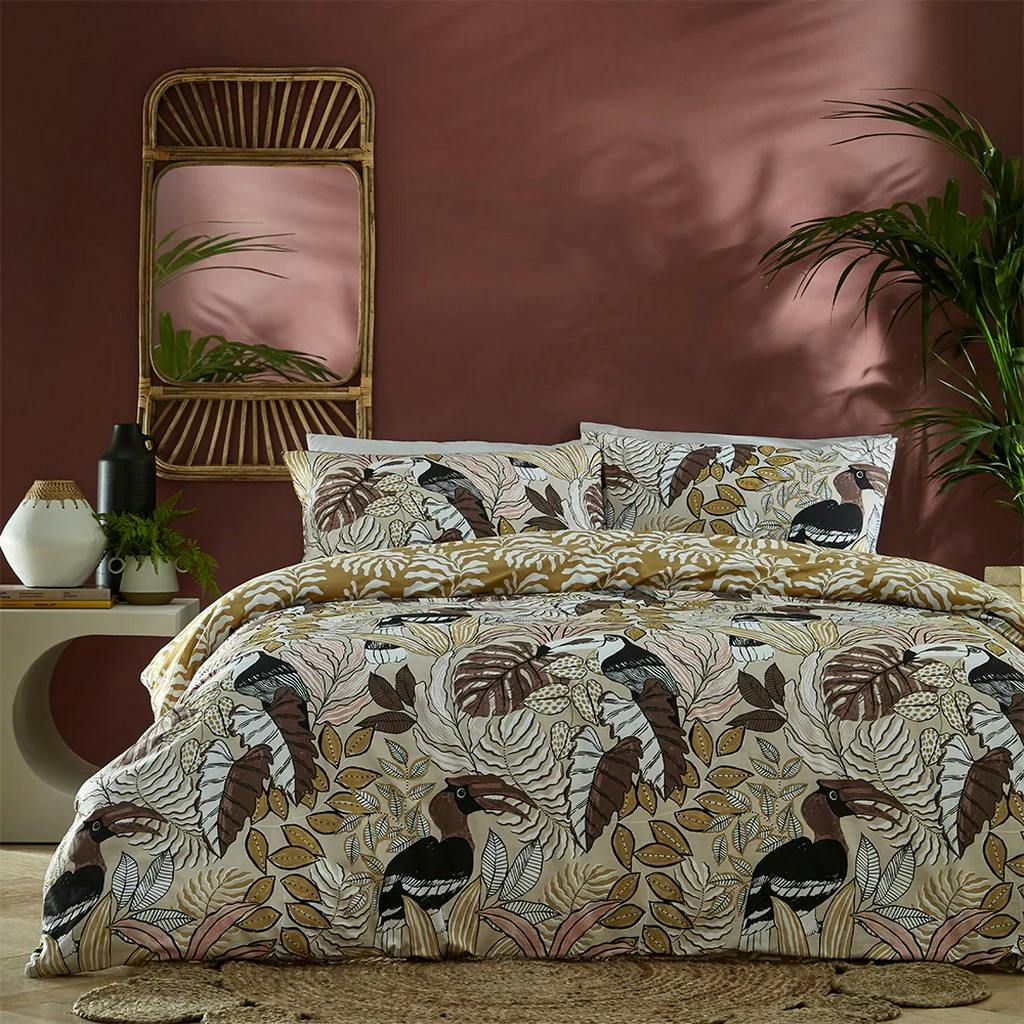 Furn Tocorico Toucan Duvet Cover Set - Natural - Double - Natural - 50% Polyester/50% Cotton
