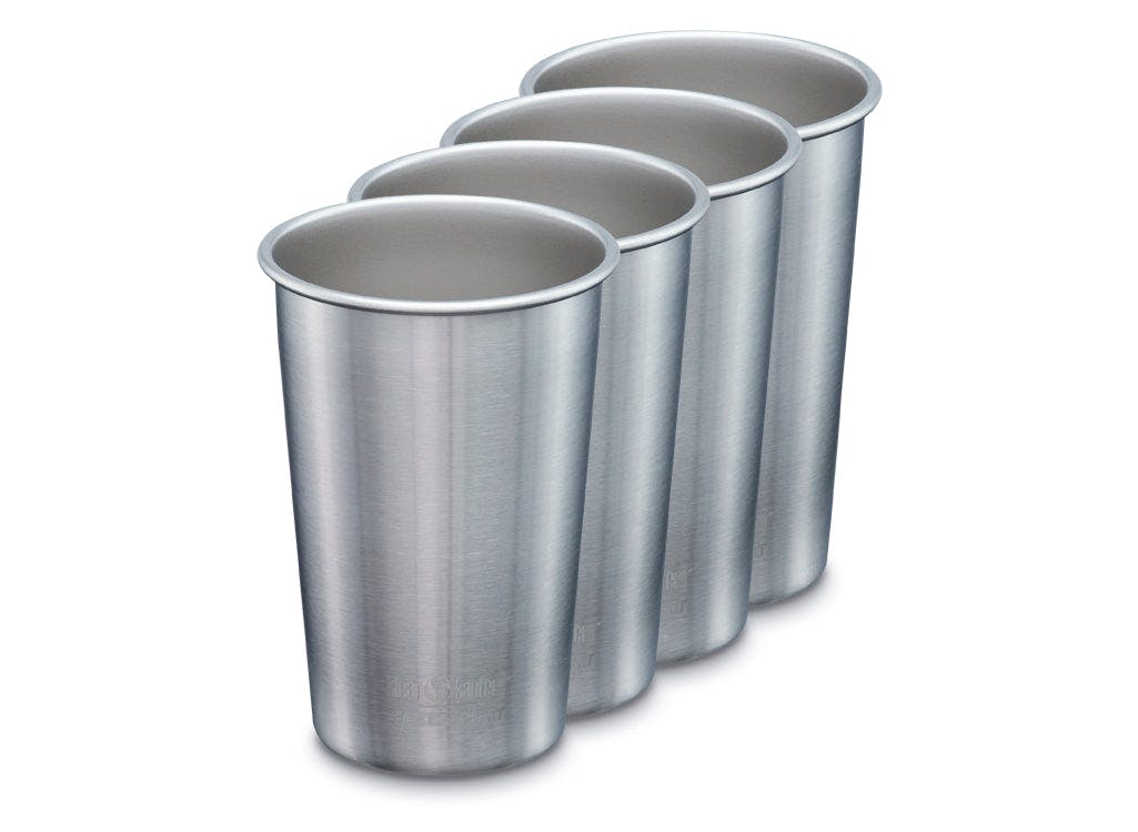 Rackhams 473Ml Pint Cup 4-Pack - Brushed Stainless