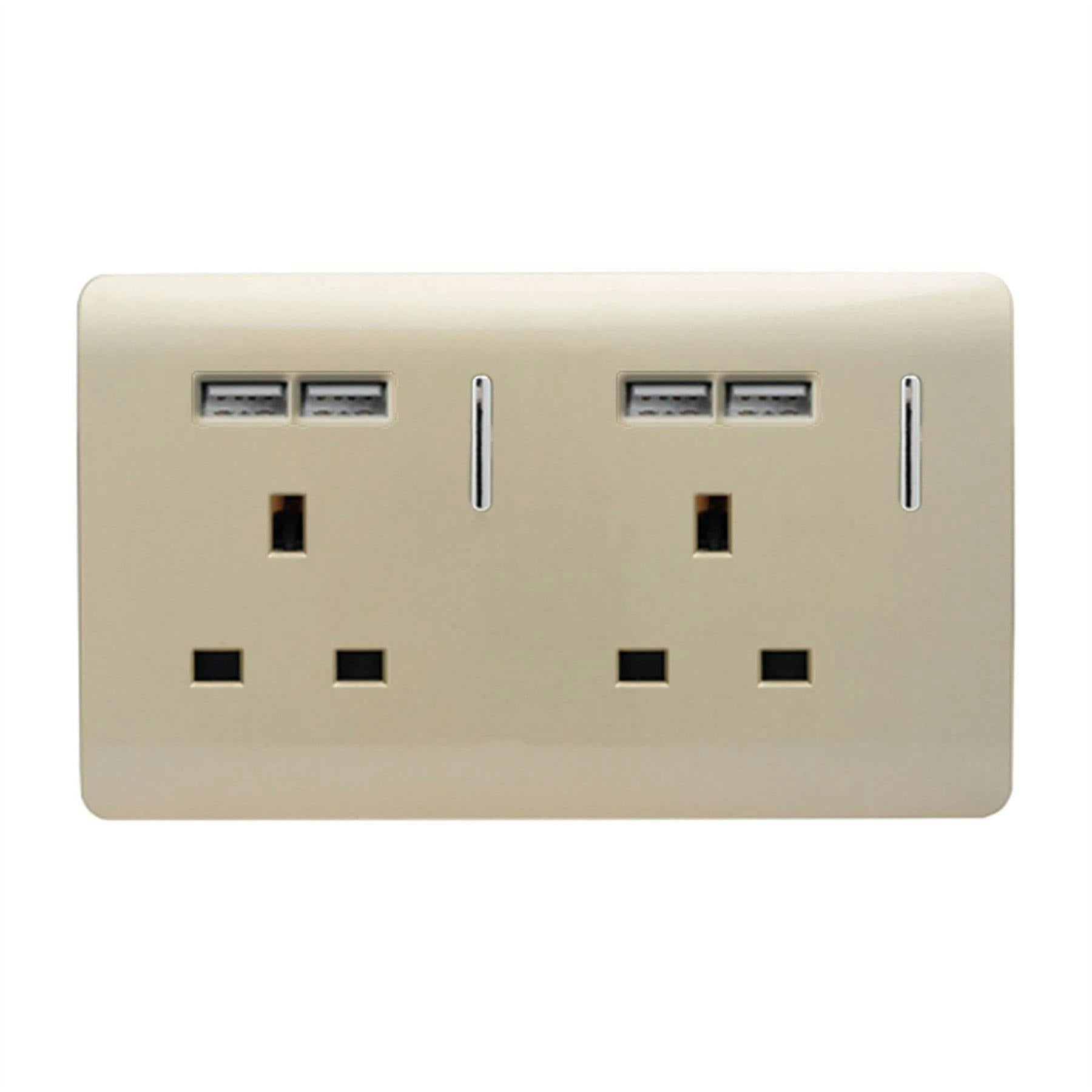 Trendi Switch 2 Gang 4 Port USB Plug Socket Champagne Gold - Image 6