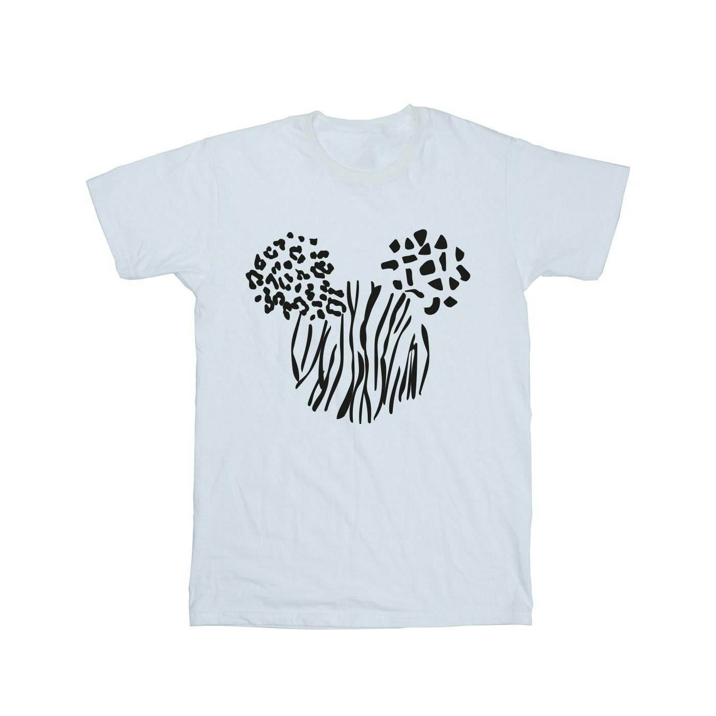 Disney Women's White / Mickey Mouse Animal Cotton Boyfriend T-Shirt - Large