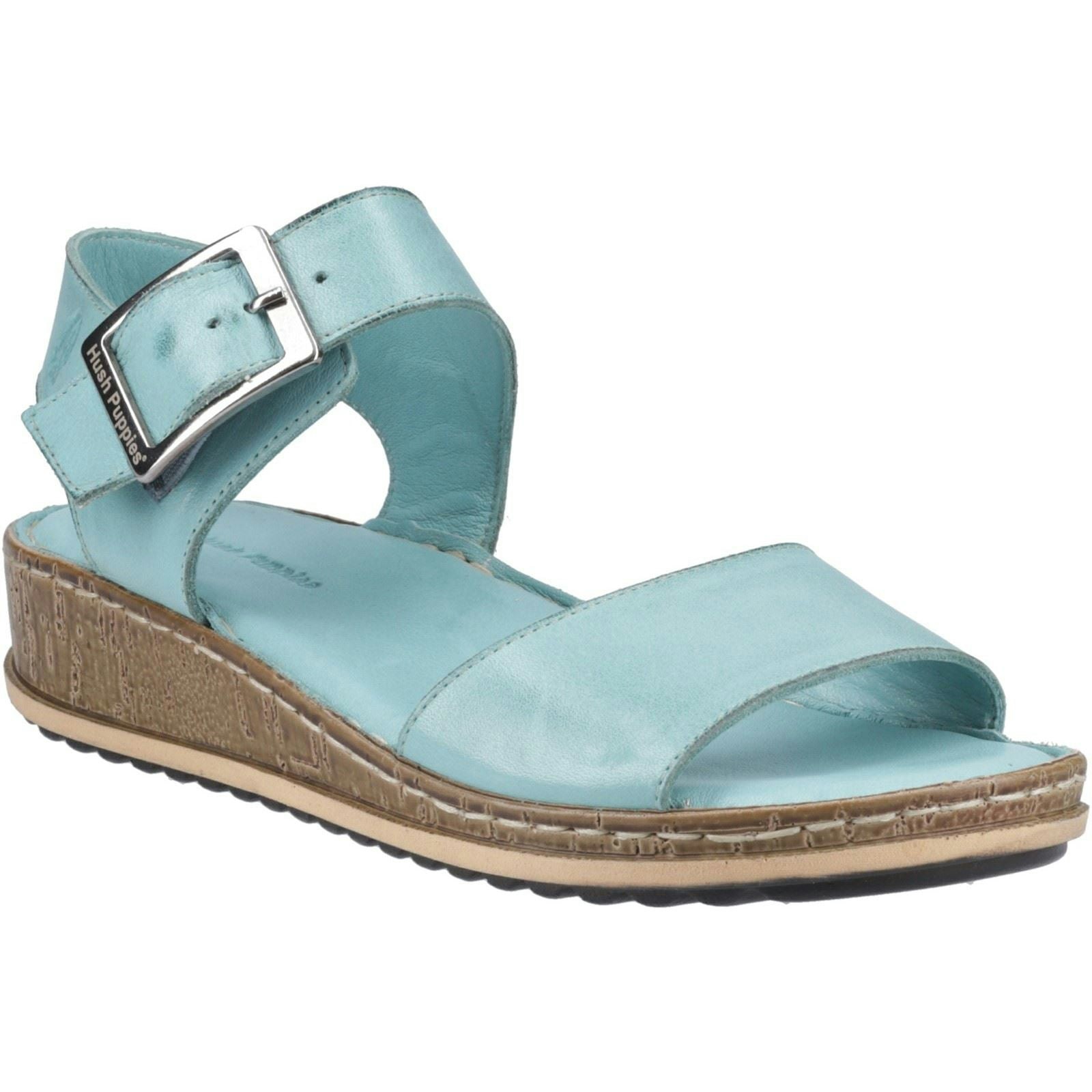 Hush Puppies Women's Light Ellie Leather Aqua Sandals - Size 5