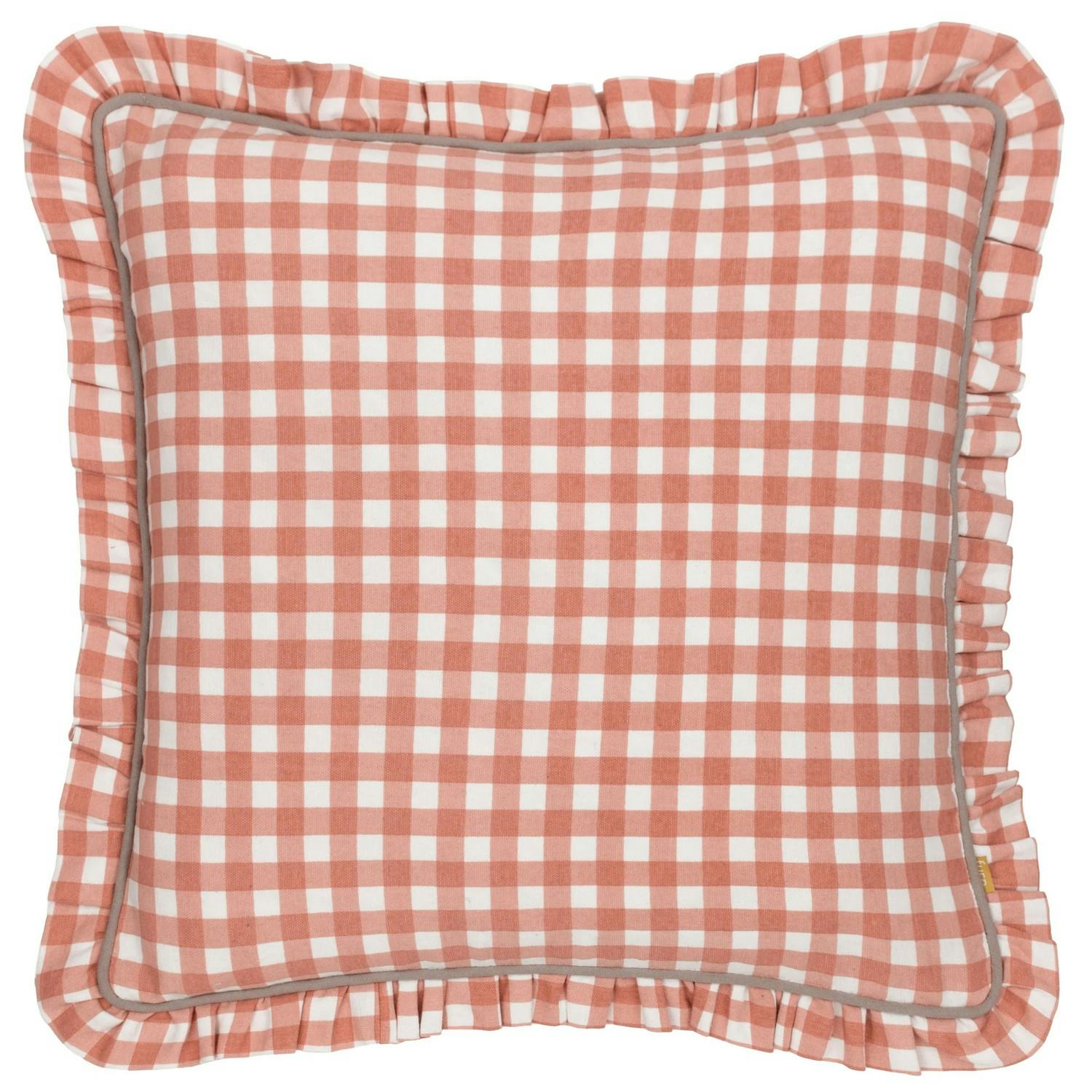 Rackhams Maude Reversible Gingham Cushion Cover - Rose - 45Cm X 45Cm - Rose - 100% Cotton