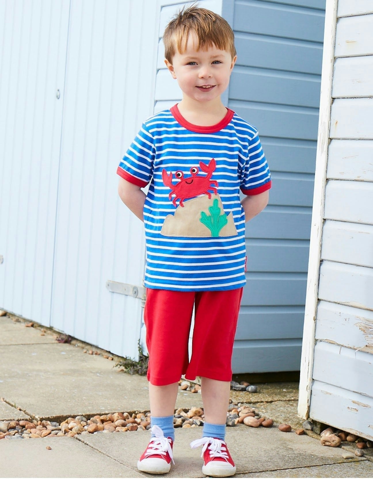 Toby Tiger Organic Crab Applique Short-Sleeved T-Shirt - 3-6M / 68Cm