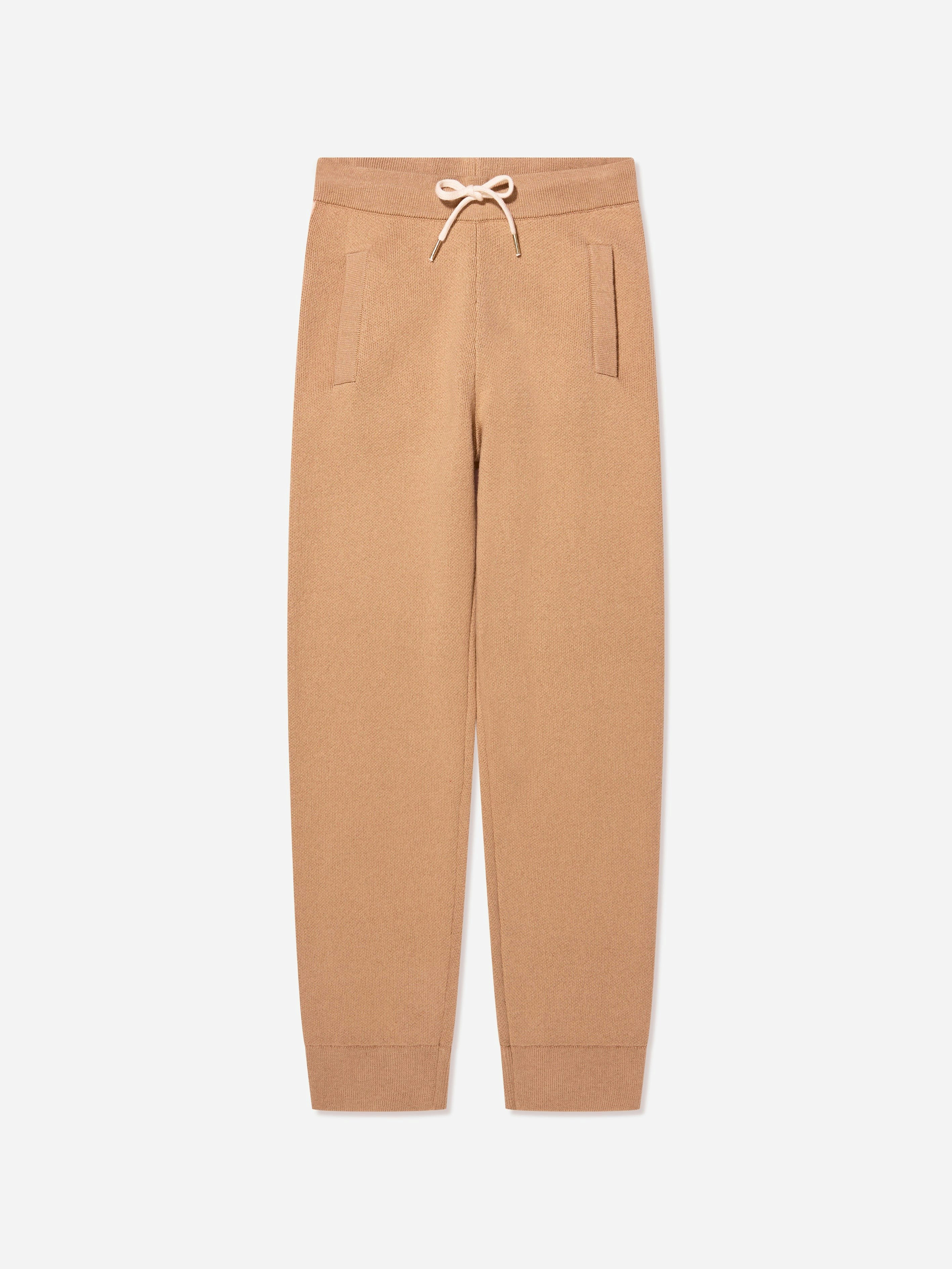 Chloé Girls Beige Knitted Trousers In - 4 Yrs