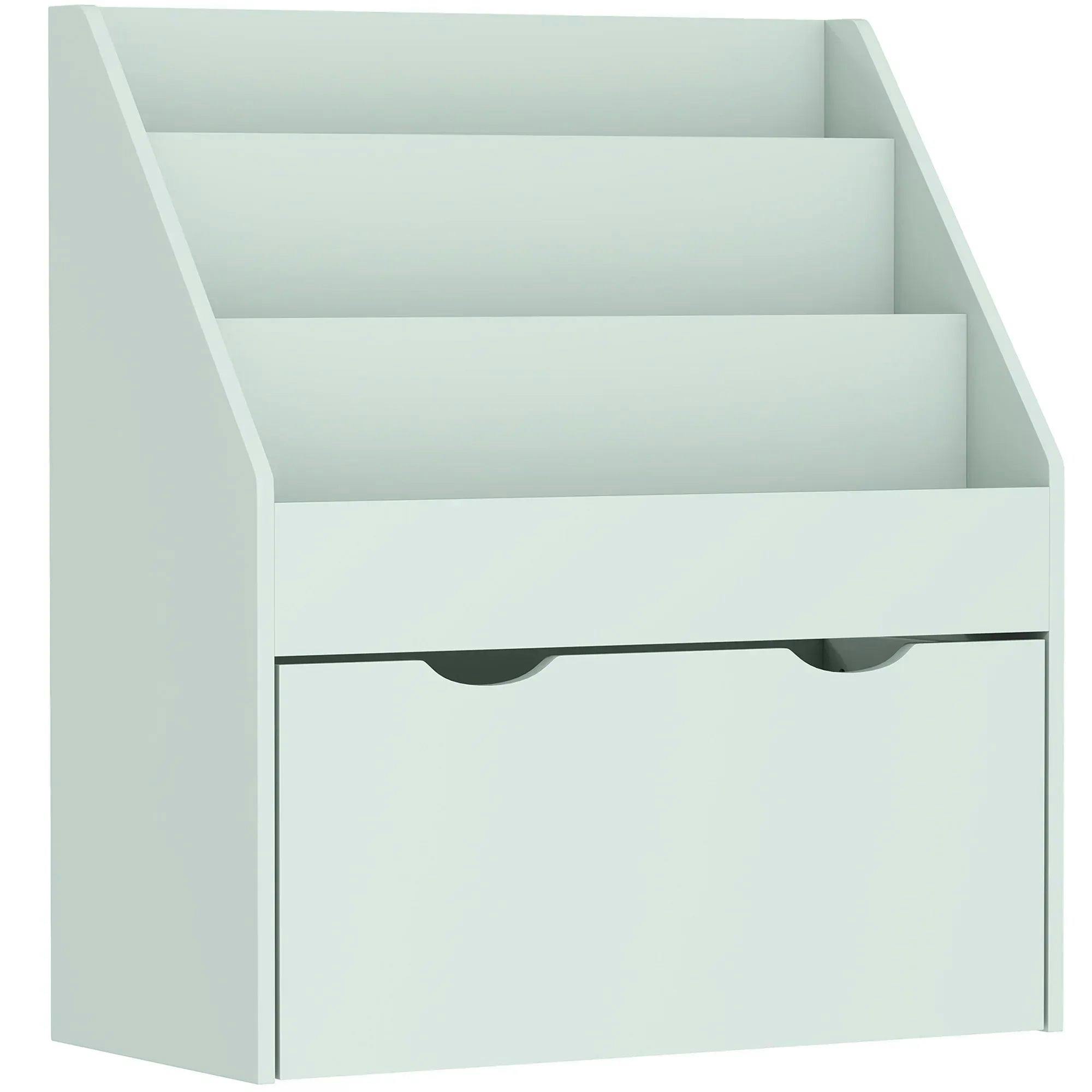 AIYAPLAY Kids Bookcase - 3 Tier Shelves - Drawer - Green - Image 3