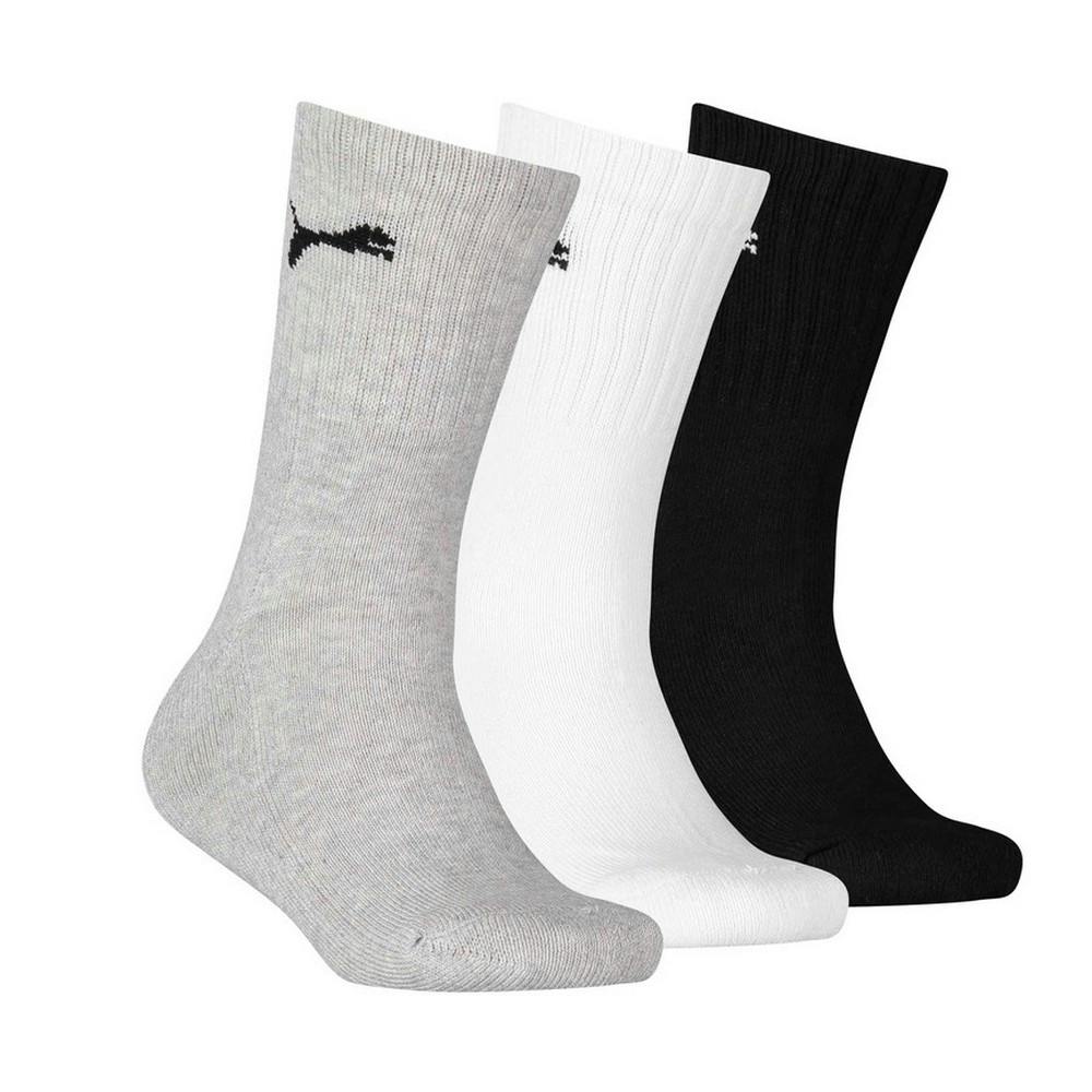 Puma Black/White/Grey Childrens/Kids Logo Crew Socks (Pack Of 3) - 9 Uk Child-11.5 Uk - 77% Cotton/21% Polyamide/2% Elastane