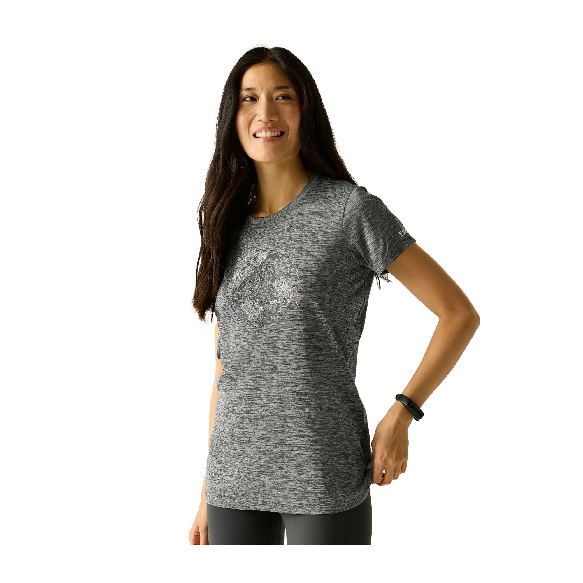 Regatta Women's Dark Fingal World T-Shirt - Storm Marl - Storm Marl - 16 Uk - 70% Polyester/30% Recycled Polyester