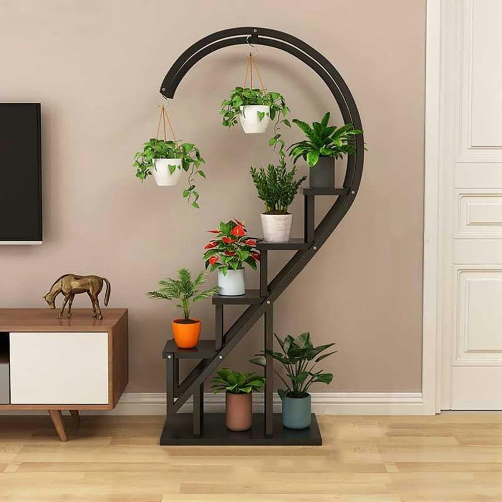 Rackhams Black Creative Curved 4 Tier Plant Stand Bonsai Display Shelf