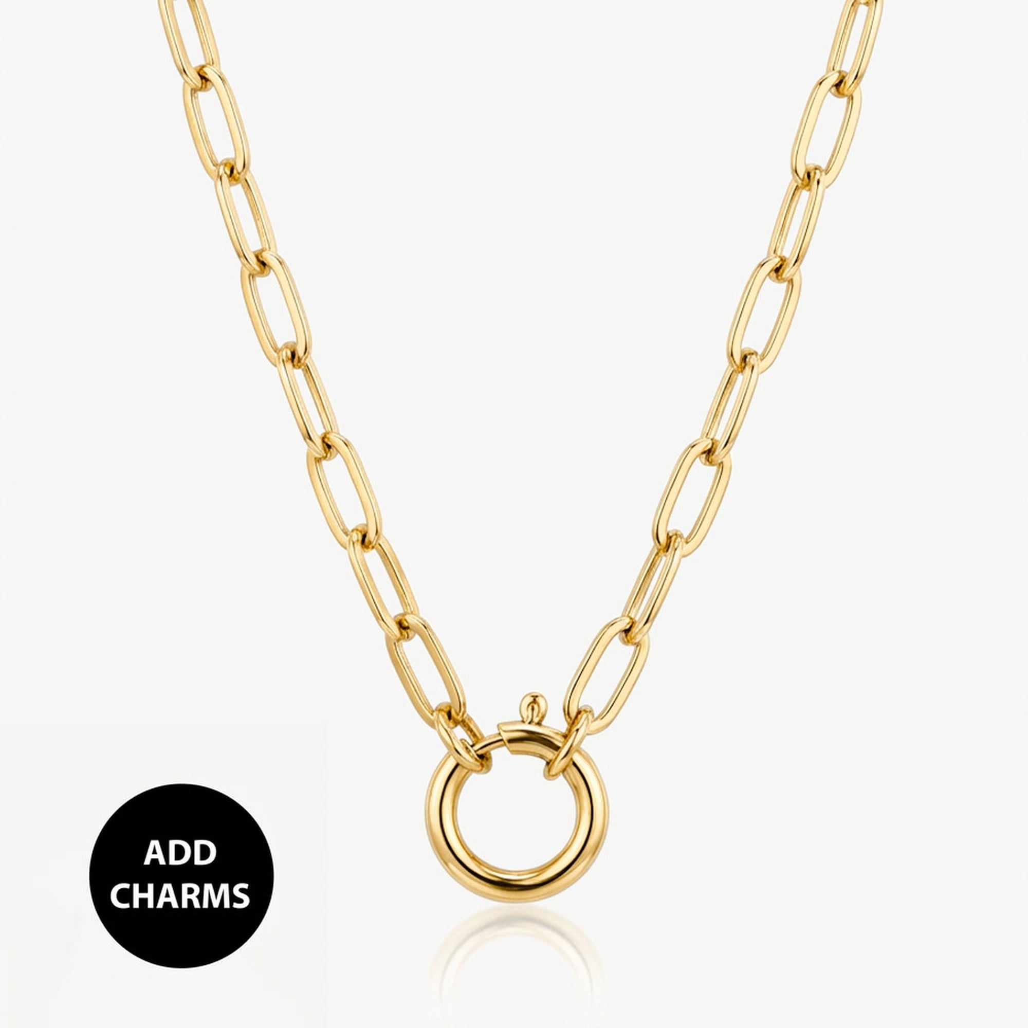 Muchv Gold Link Chain Necklace For Charms (Q-Clasp)