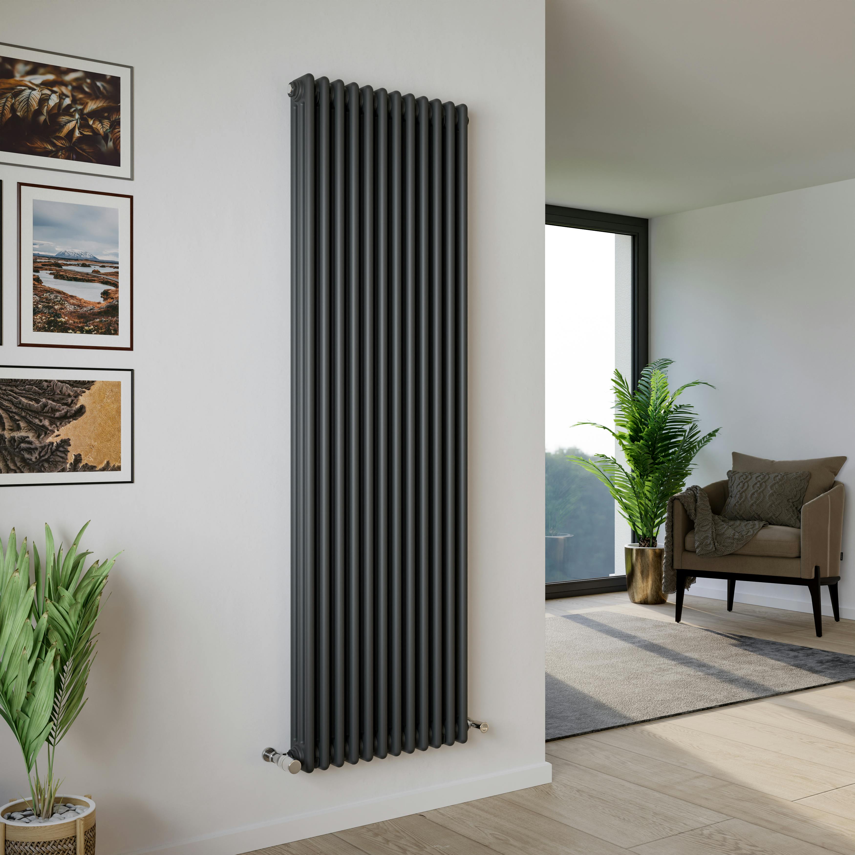 Agadon Anthracite Kylo 3 Column Traditional Radiator - 1800 X 560