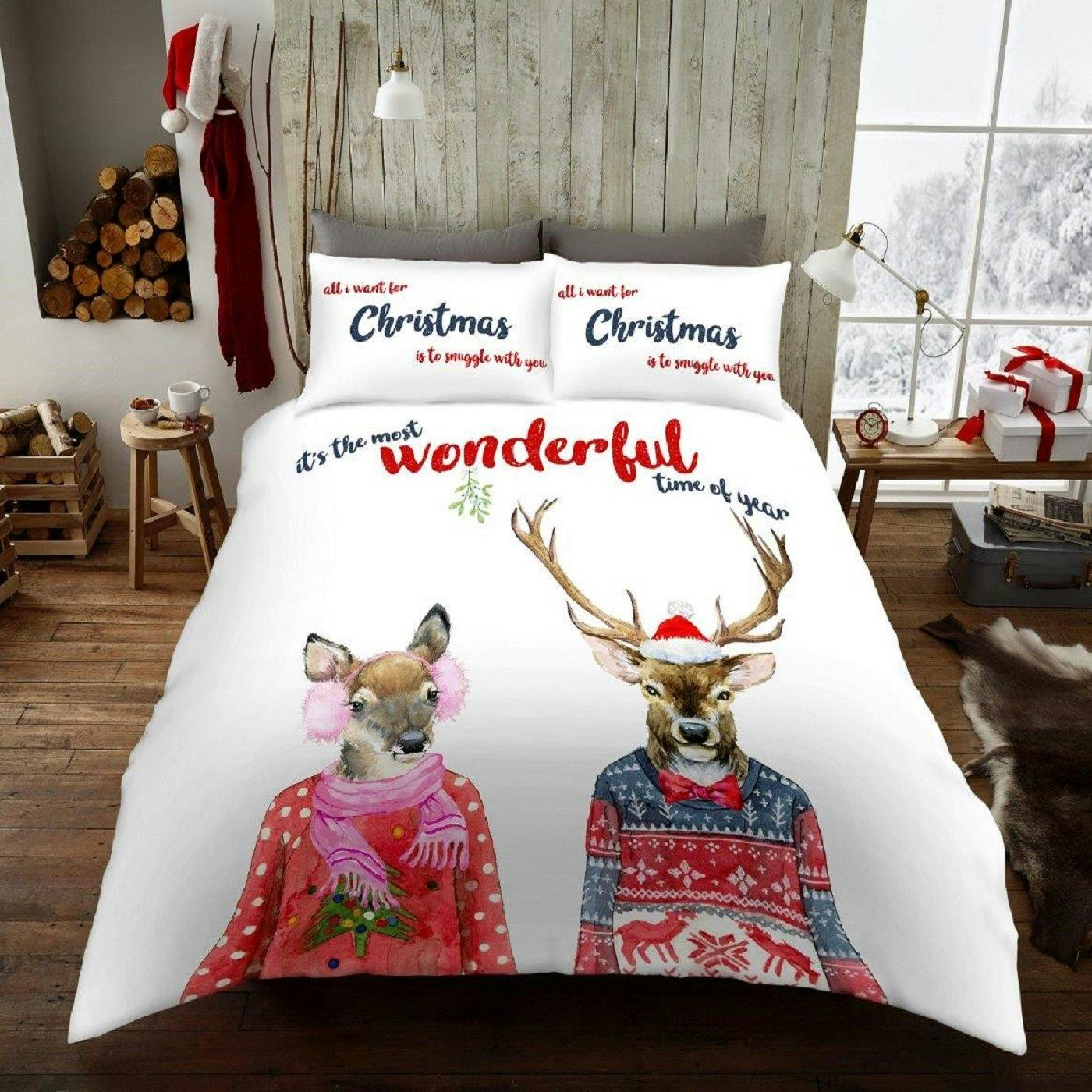 Rackhams Stags In Jumper Duvet Cover And Pillowcase Set - Double (200Cm X 200Cm)