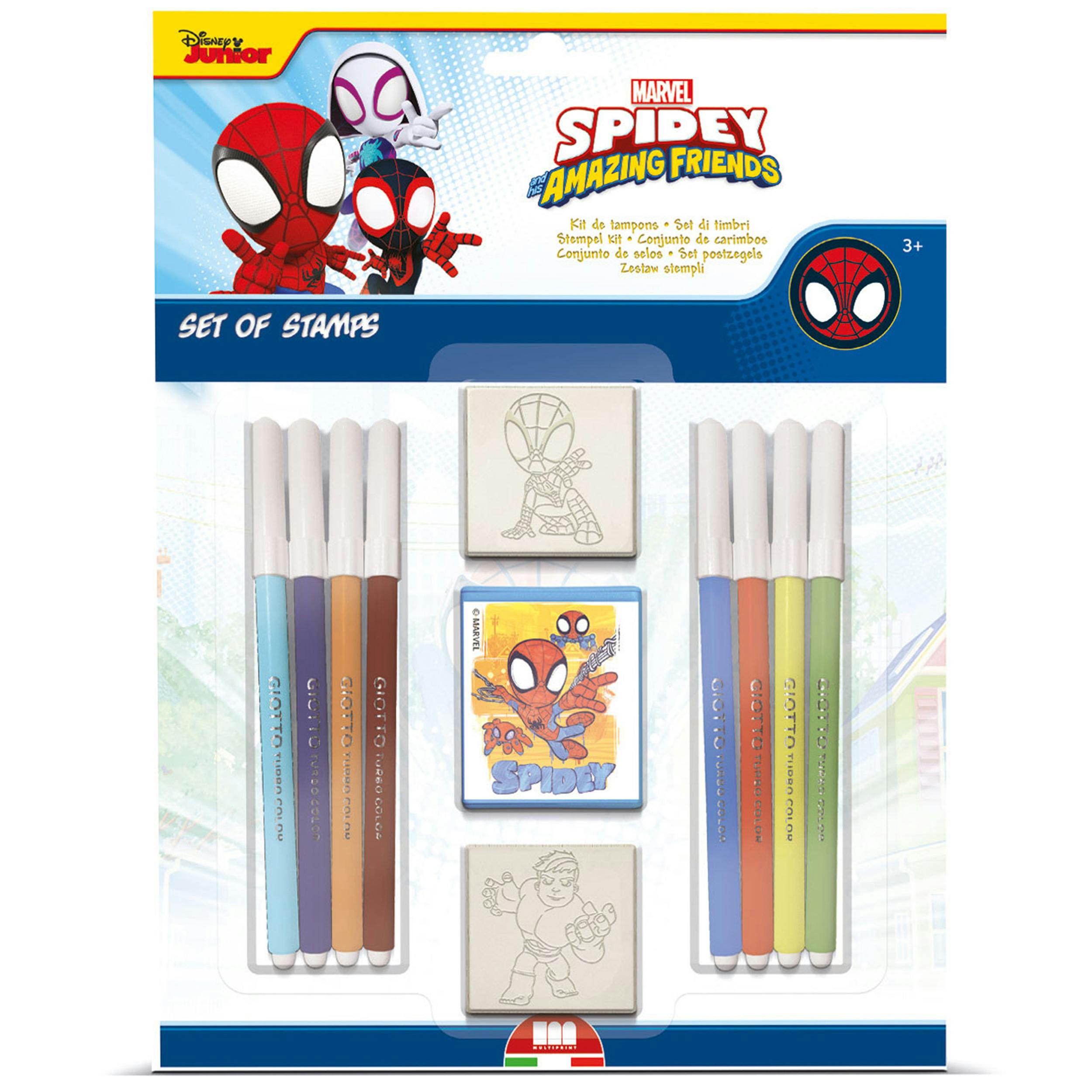 Multiprint Blue Spidey & Friends Blister Pack 2 Stamps – Kids Craft & Stationery Set - 1