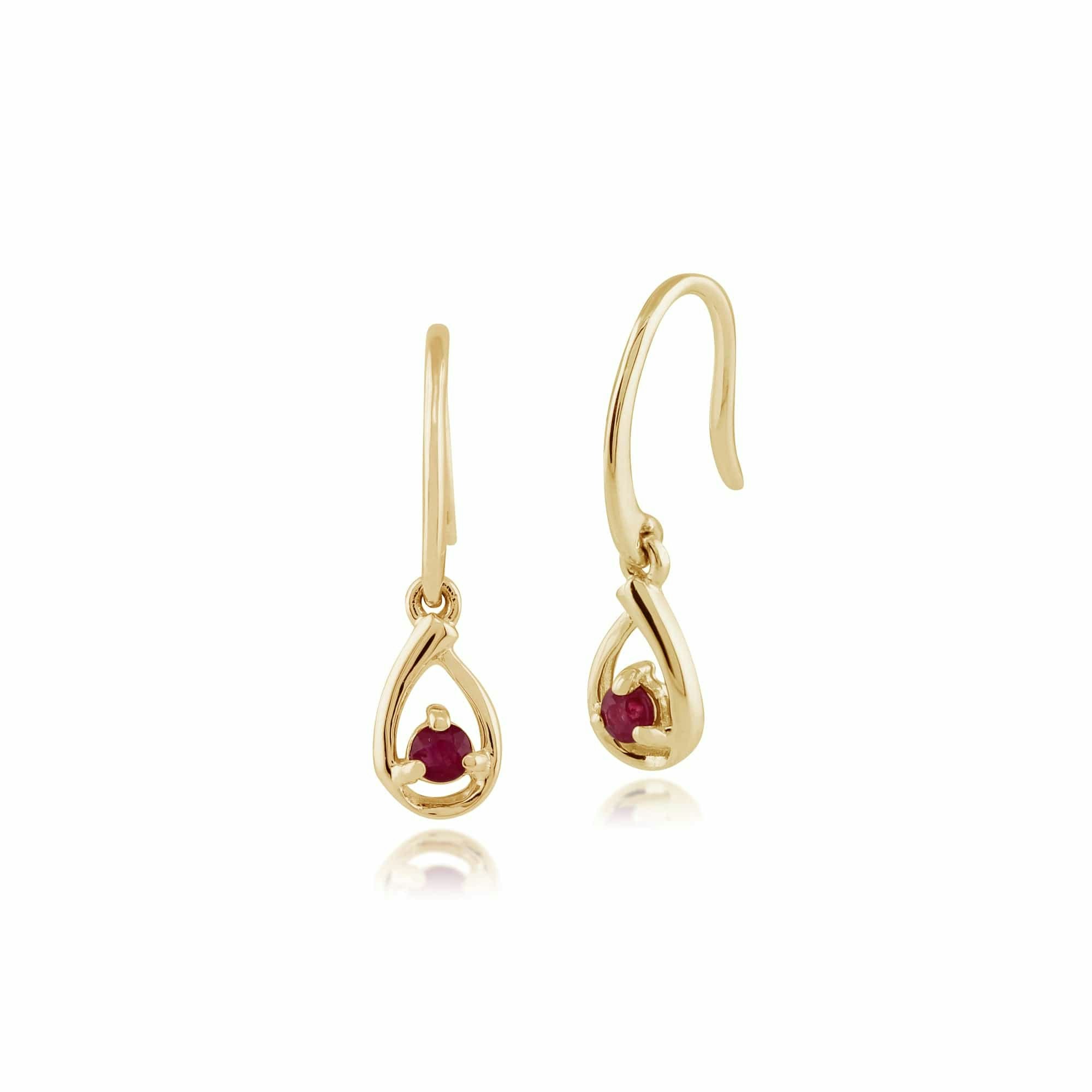 Gemondo Yellow/Gold Classic Round Ruby Drop Earrings In 9Ct