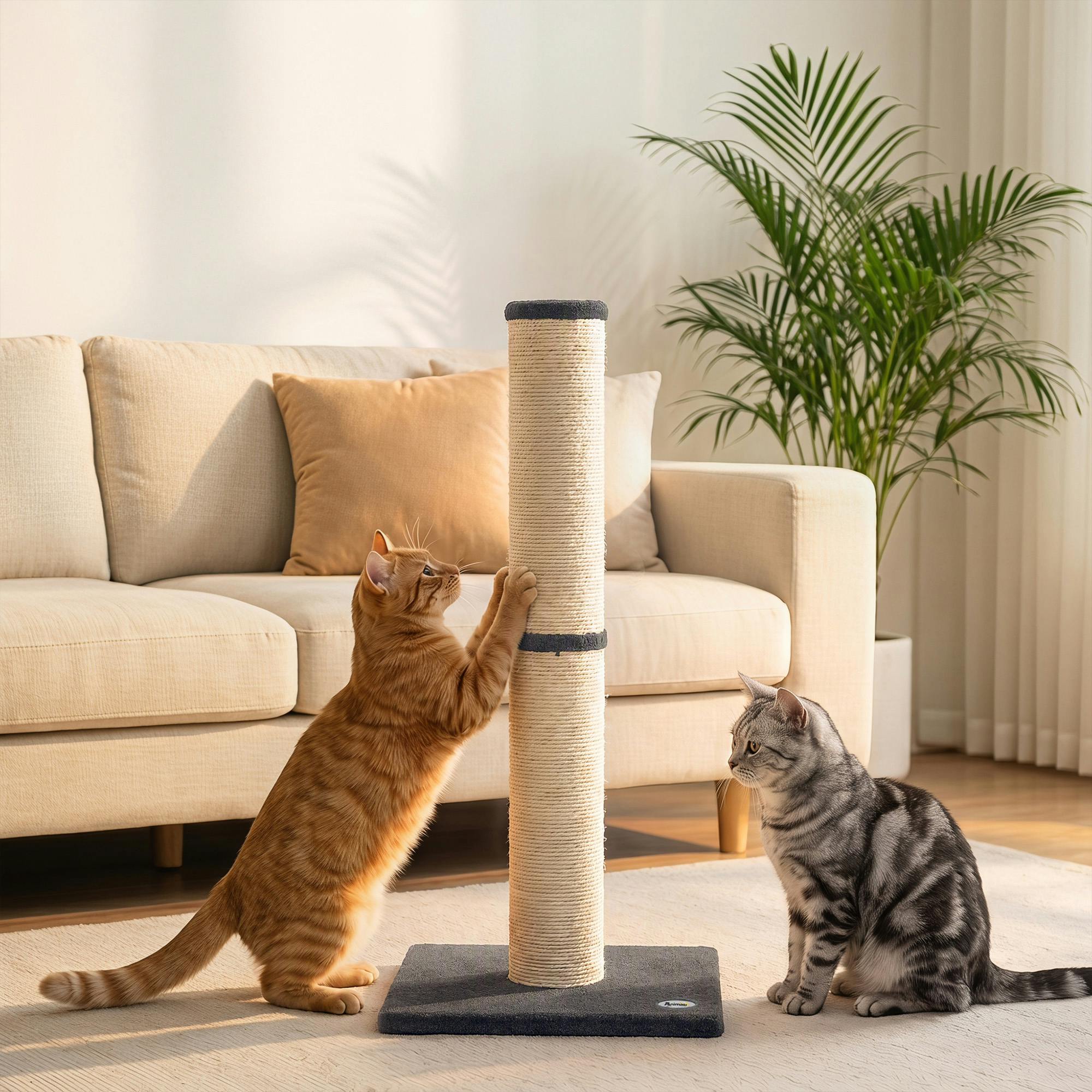 Pawhut Unisex Dark Grey Cat Scratching Post, Tall Cat Scratch Post For Indoor Kittens In 80Cm - Image 3