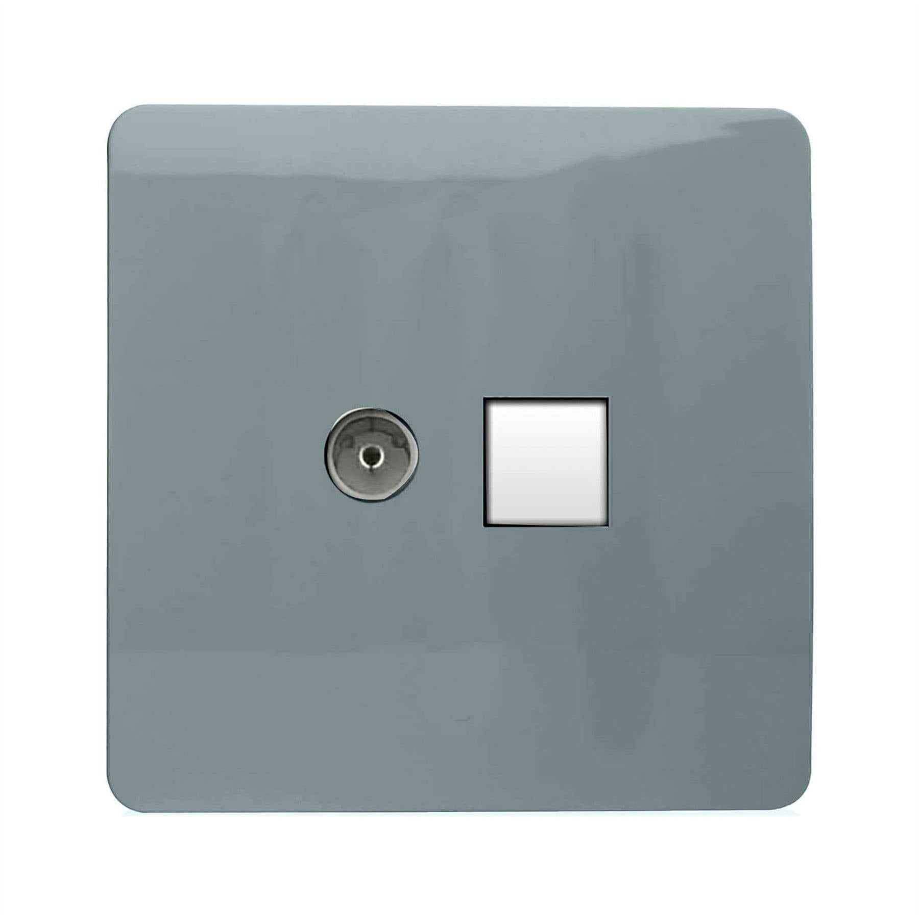 Trendi Switch 2 Gang Tv Co-Axial & Rj45 Cat 6 Ethernet Sockets - Cool Grey - Image 3