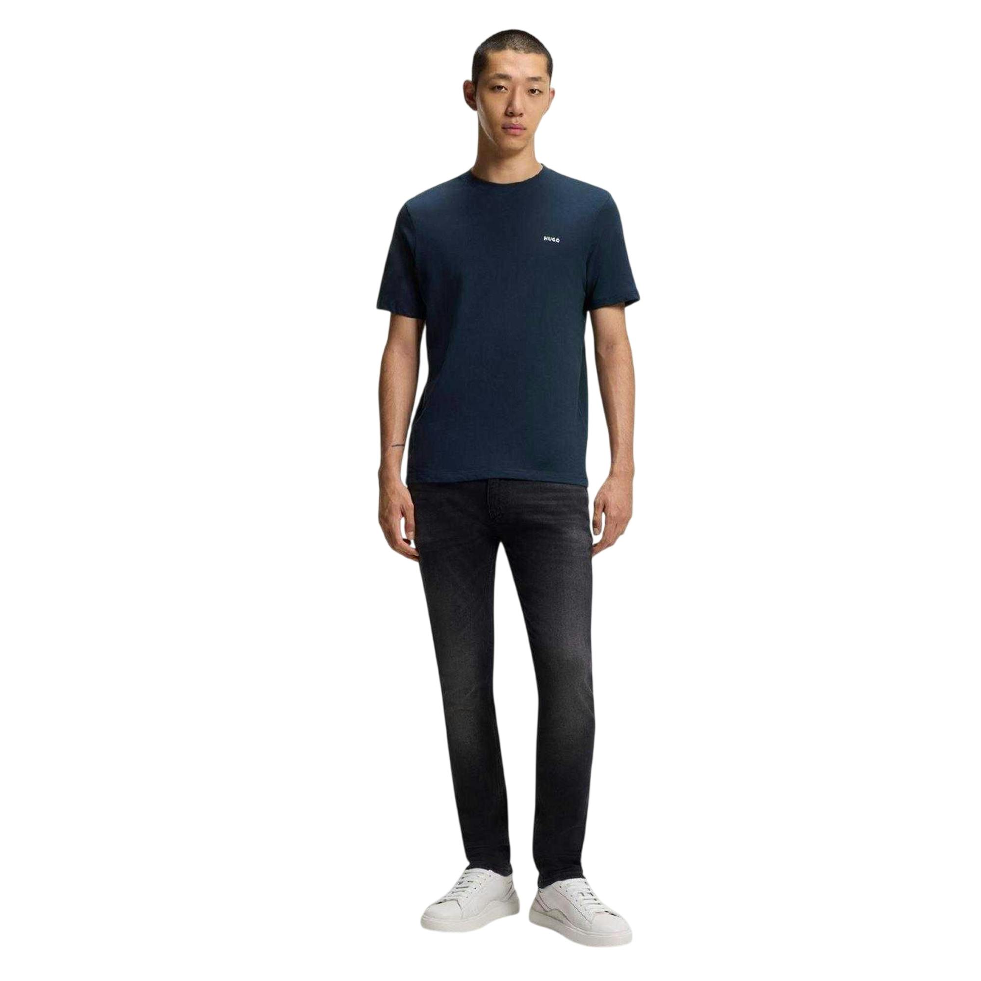 Hugo Men's Dark/Blue Chest Logo Regular T-Shirt - Xl - 100% Cotton
