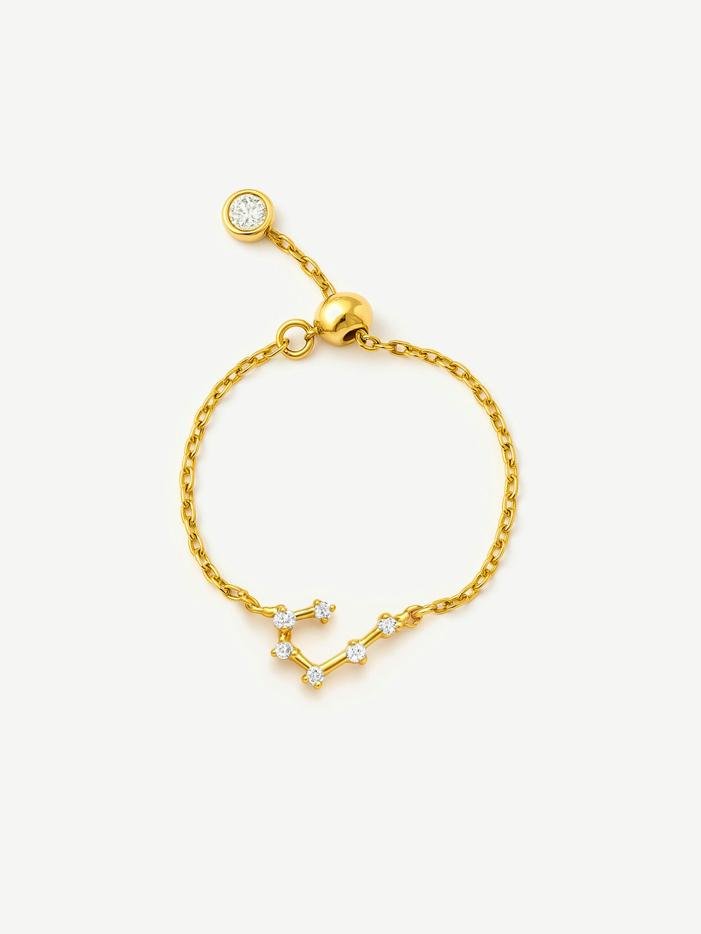 Muchv Gold/Silver Adjustable Constellation Chain Ring - Or Plated - Cancer