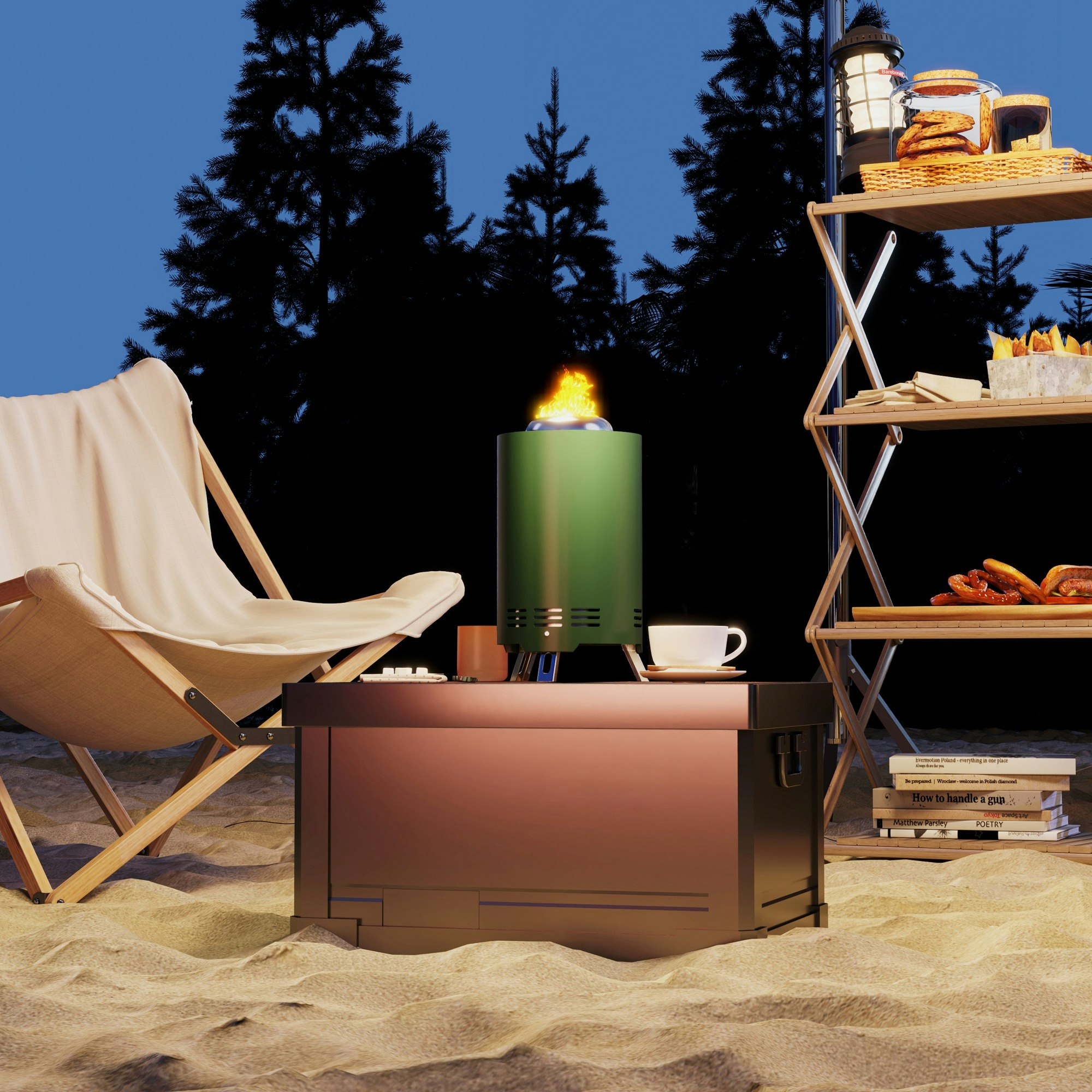 Outsunny Green Stainless Steel Smokeless Wood Burning Firepit Garden Fire Pit - Stainless Steel - 16L X 16W X 25H Cm