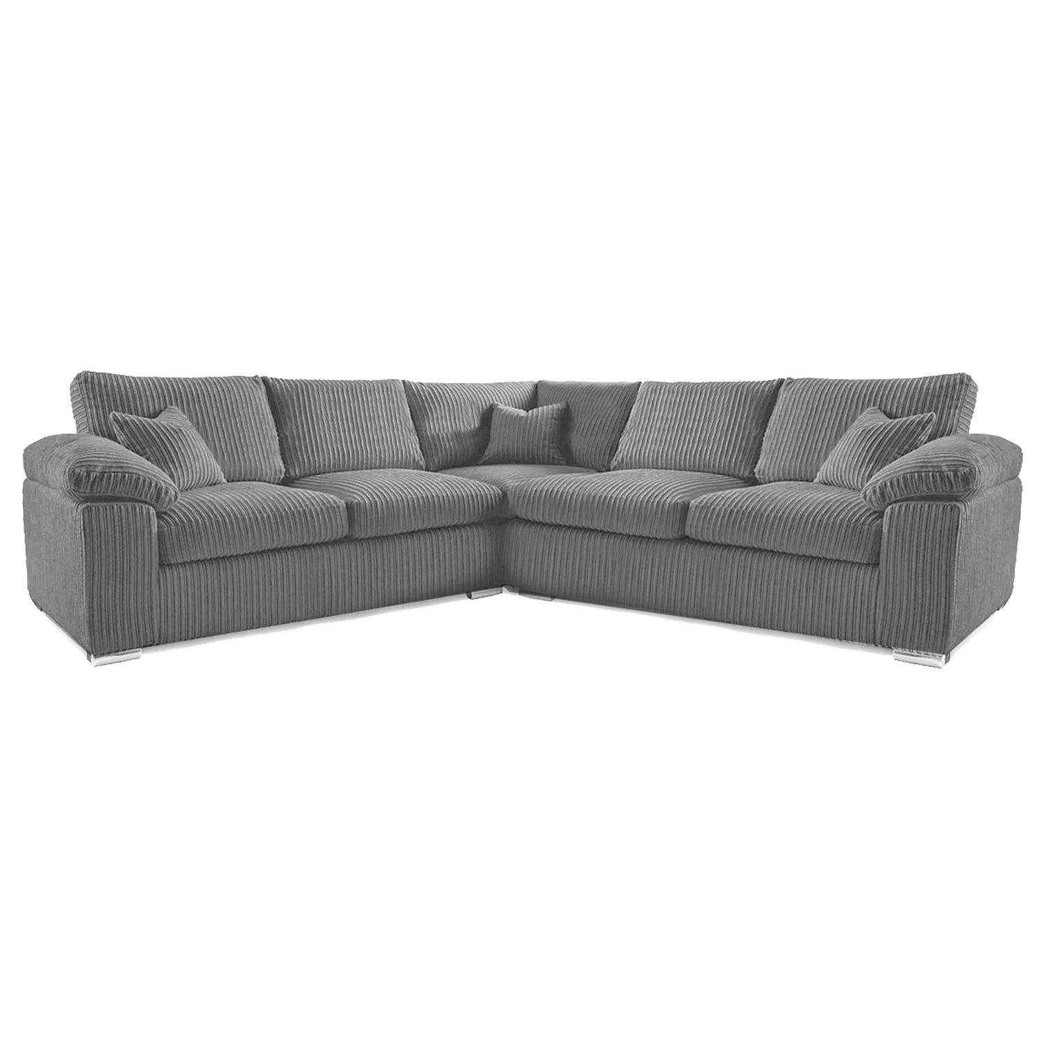 Rackhams Grey Delta Full Jumbo Cord 5 Seater Corner Sofa