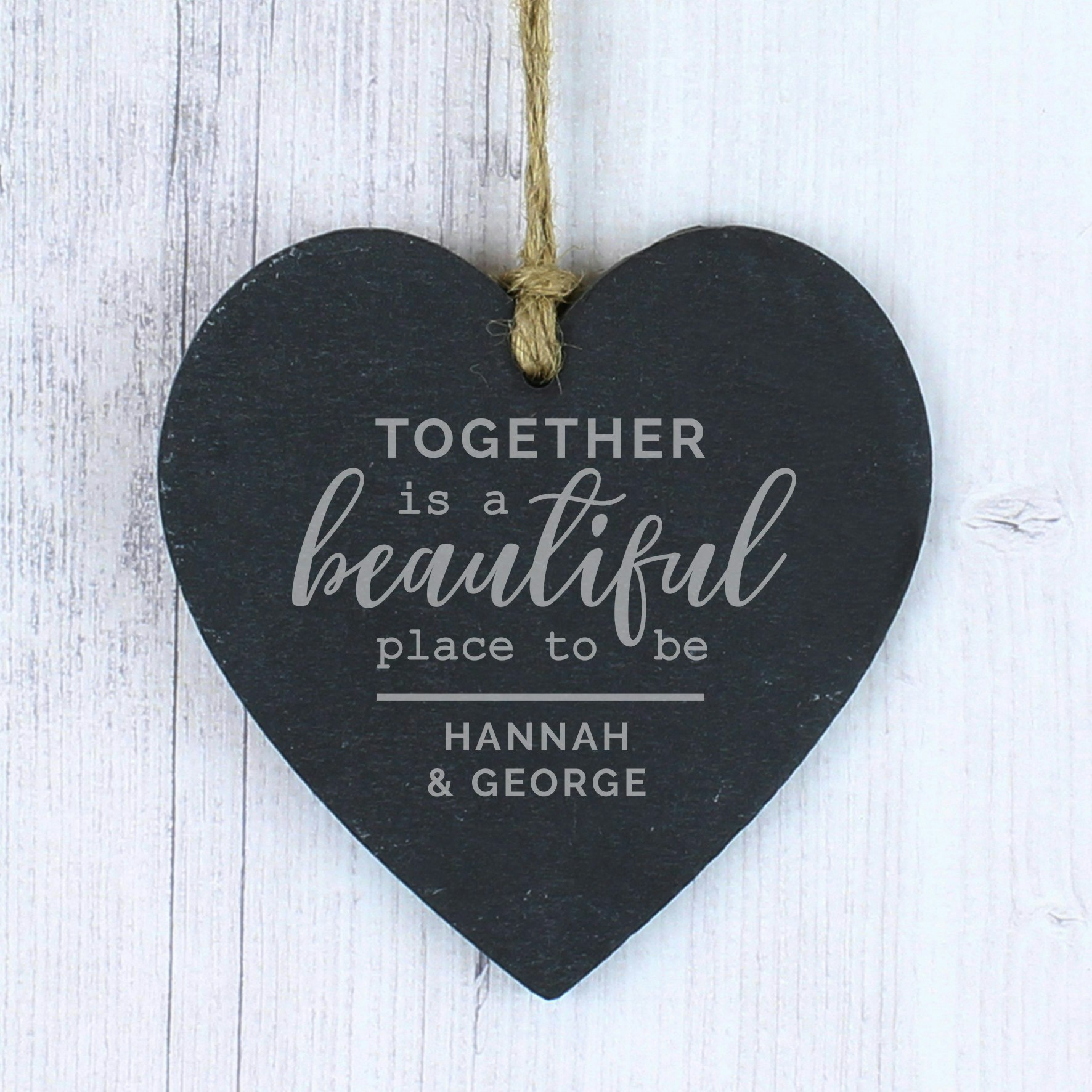 Personalised Memento Company Personalised Together Slate Heart Decoration