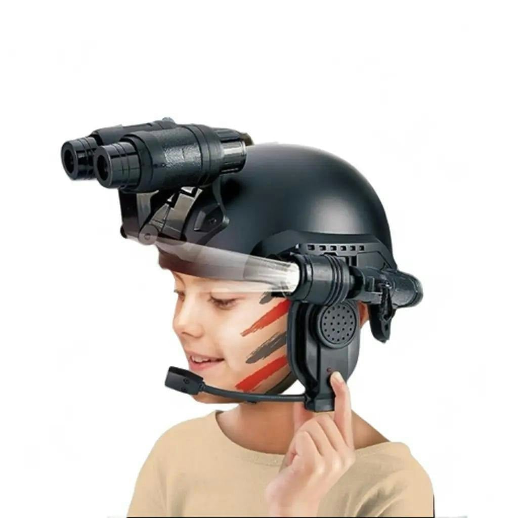 Deao Toys Multifunctional Tactical Helmet Outdoor Play Set – Includes Binoculars, Telescope, Flashlight & Communication Mic Adventure Role Play Toy