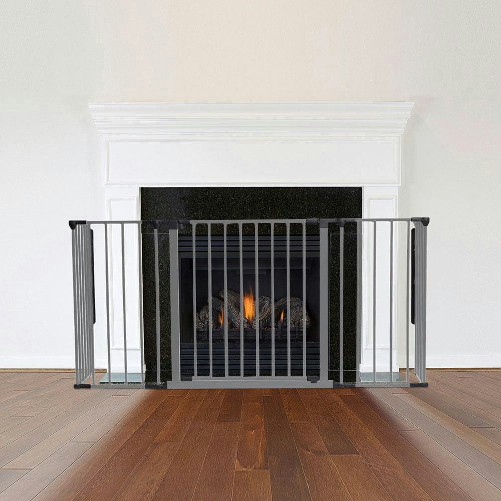 Safetots Grey Multi Panel Fire Surround, 38Cm Deep X 138Cm Wide, 70Cm Tall, Child And Pet Safety, Baby And Toddler Fire Guard - 38Cm Deep X 138Cm Wide