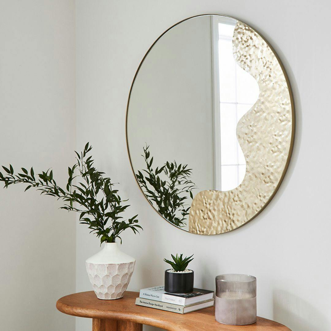 Pagazzi Lighting Ripple Antique Brass Round Mirror