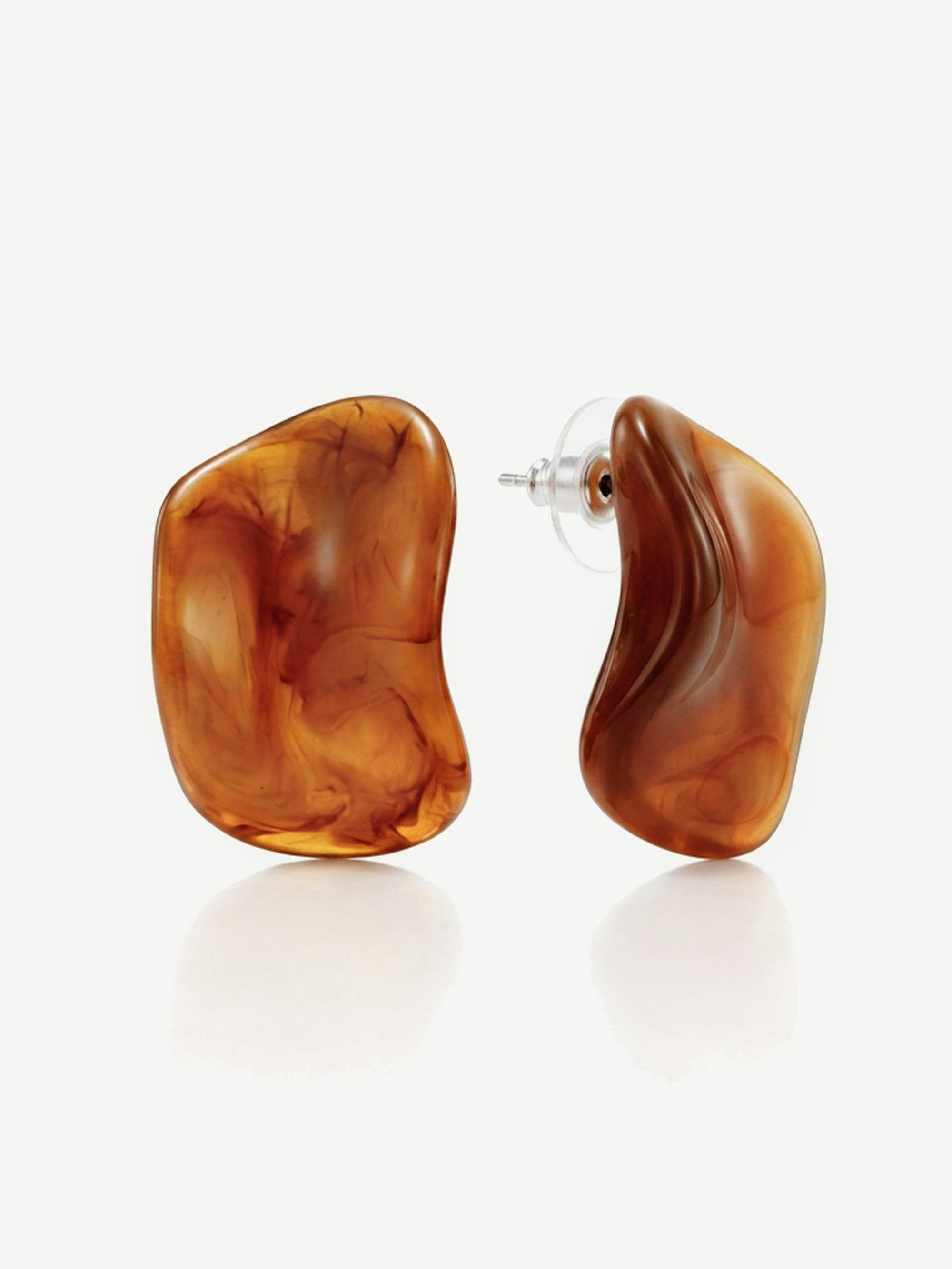Muchv Brown Resin Stud Earrings