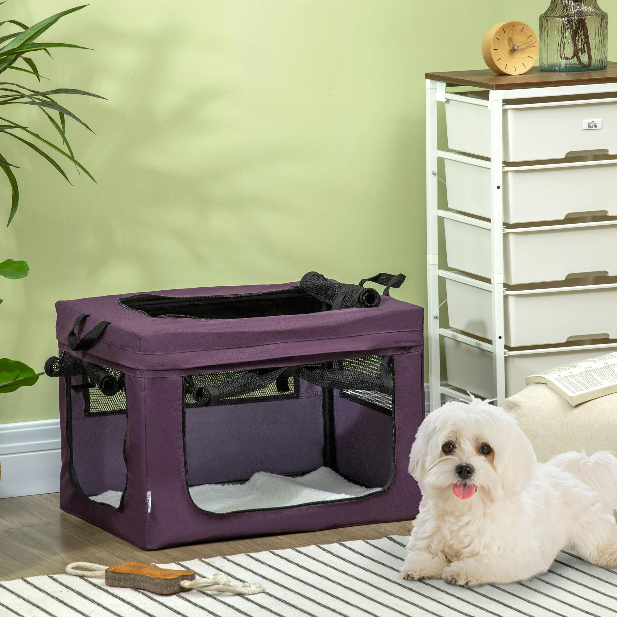 Pawhut Unisex Purple Foldable Pet Carrier, Portable Pet Travel Bag For Medium Dogs In - Image 4