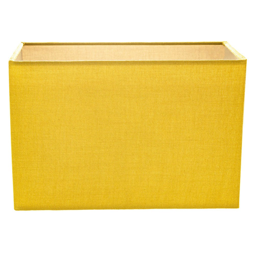 Rackhams White/Light Contemporary And Stylish Vivid Mustard Ochre Linen Fabric Rectangular Lamp Shade